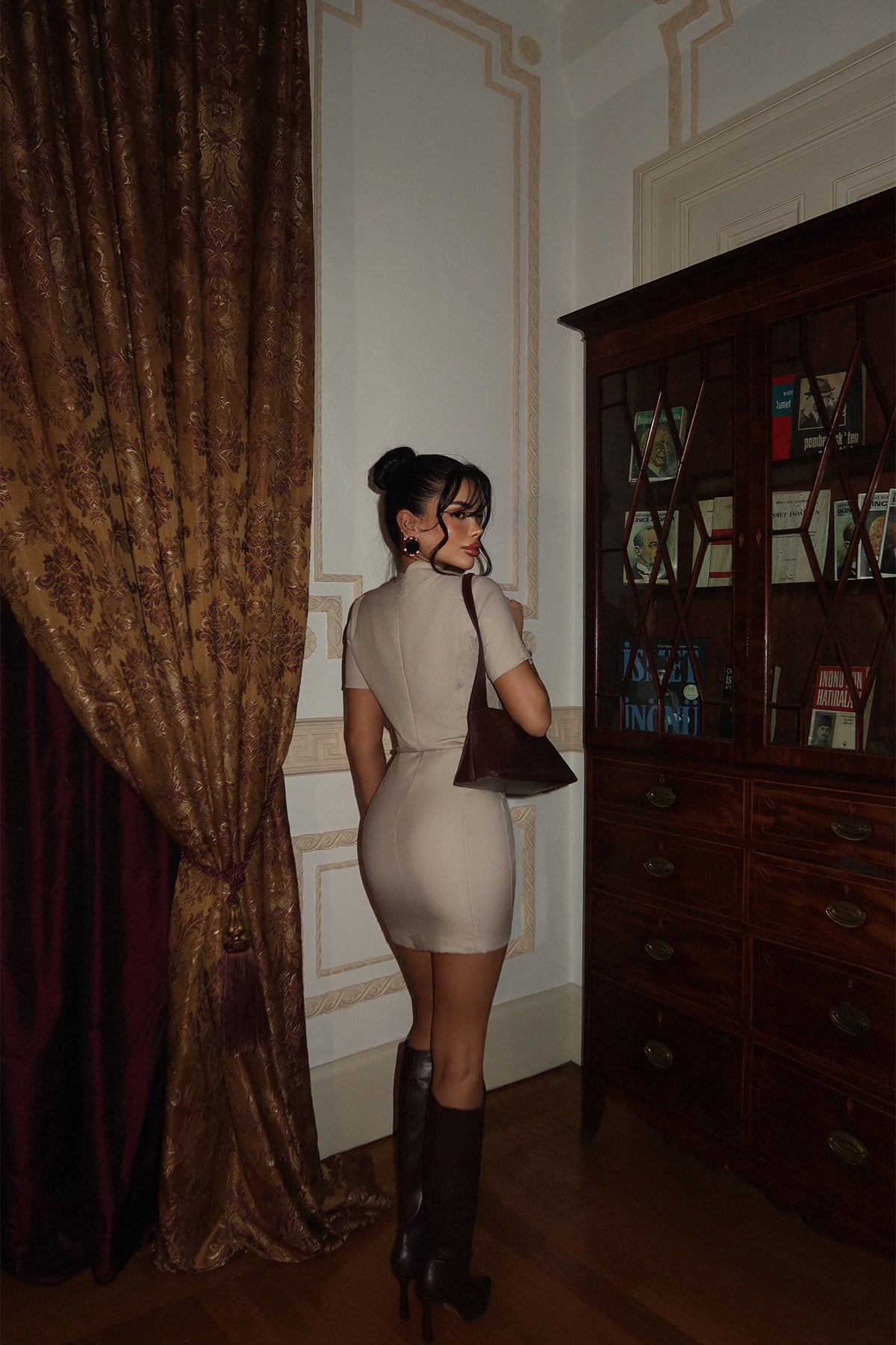 Krem Tiya Mini Elbise ATE-2098