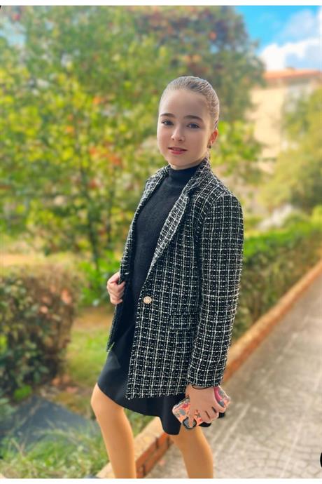 Krem Simli Blazer Ceket Siyah 10 Yaş