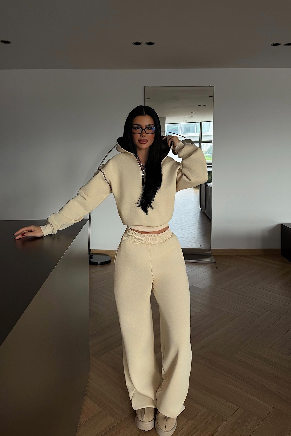 Krem Mattie eşofman takımı ATE-4306