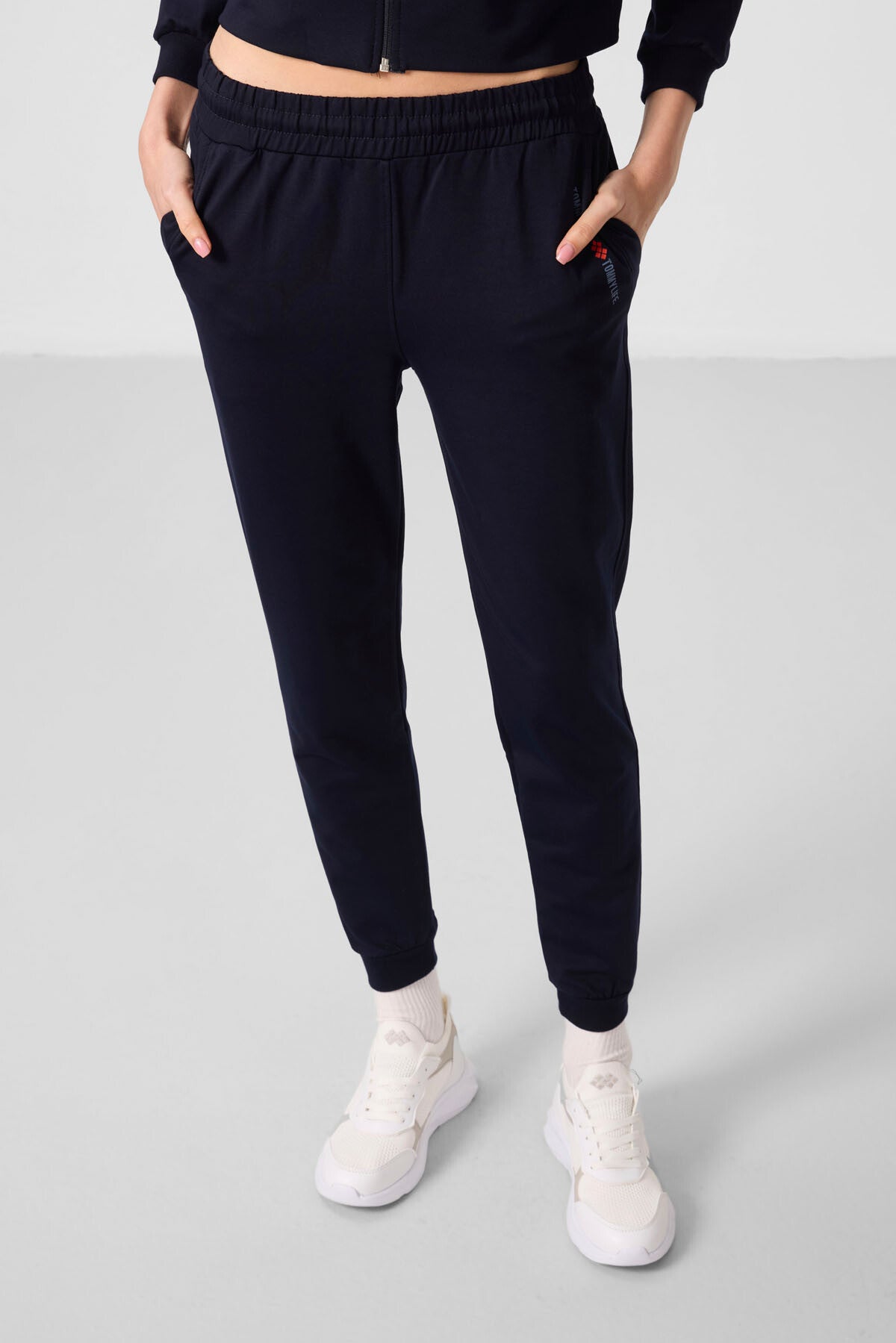 Lacivert Kapüşonlu Fermuarlı Oversize Kadın Eşofman Takım - 95328