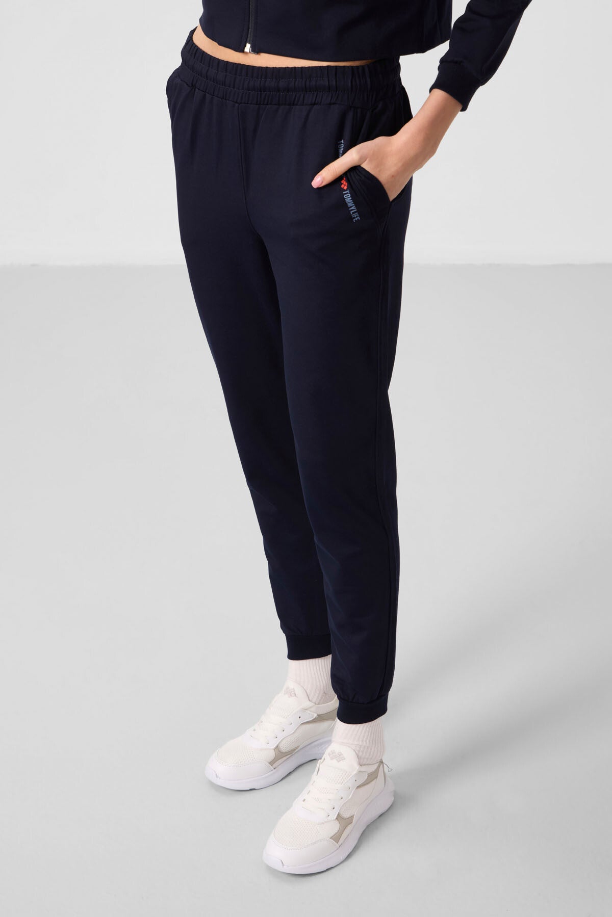 Lacivert Kapüşonlu Fermuarlı Oversize Kadın Eşofman Takım - 95328