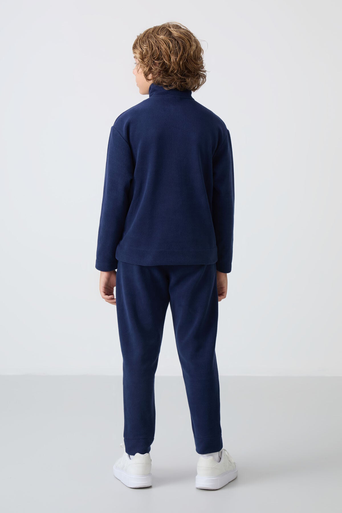 Lacivert Kalın Yumuşak Dokulu Standart Fit Nakışlı Polar Erkek Çocuk Eşofman Takım - 11218