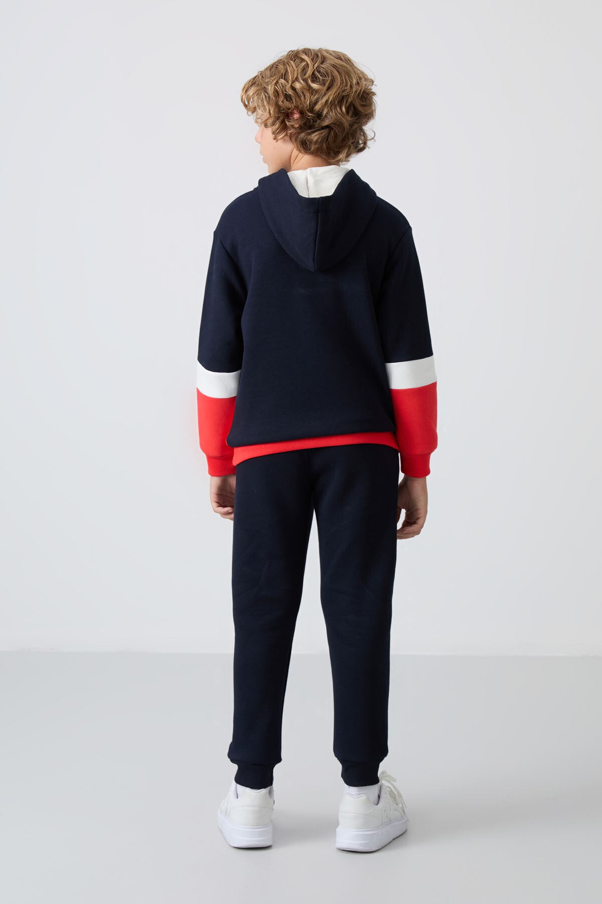 Lacivert Pamuklu Kalın İçi Tüylü Standart Fit Nakışlı Erkek Çocuk Eşofman Takım - 11255