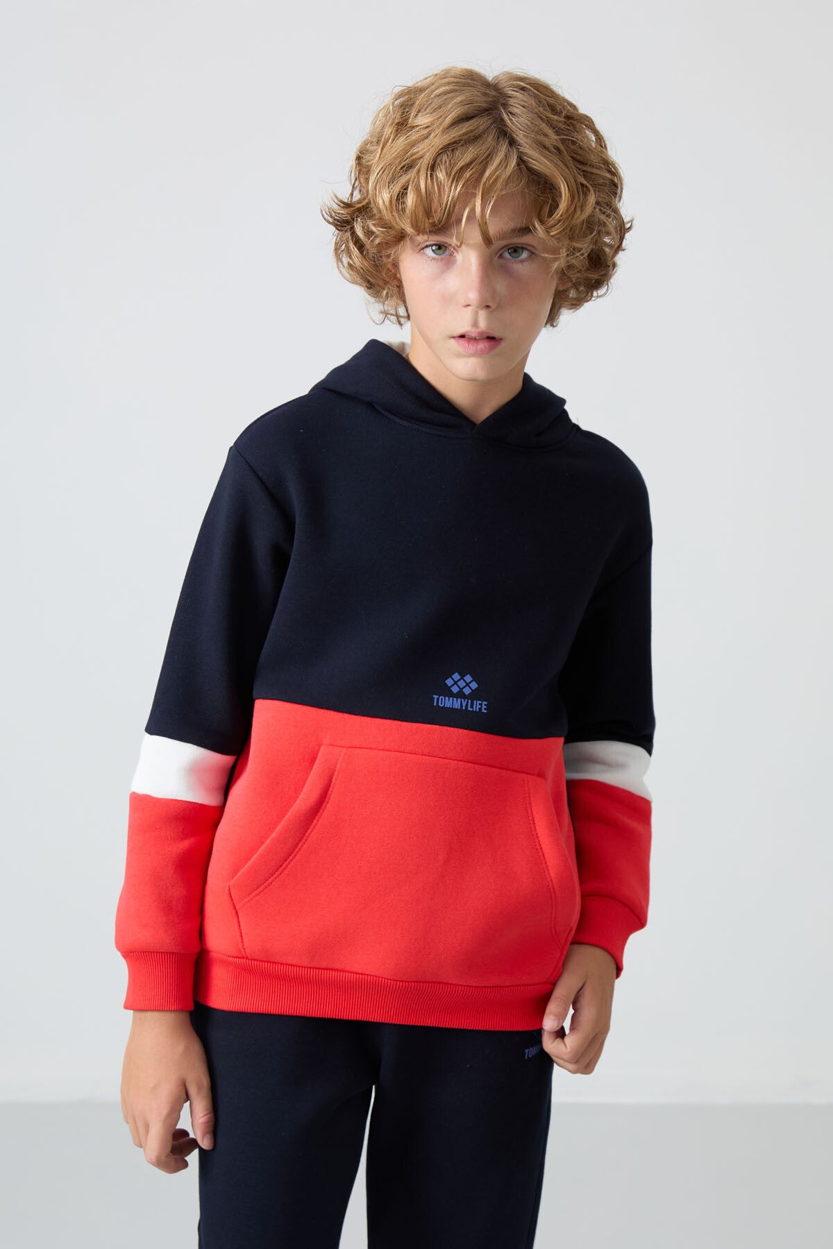 Lacivert Pamuklu Kalın İçi Tüylü Standart Fit Nakışlı Erkek Çocuk Eşofman Takım - 11255