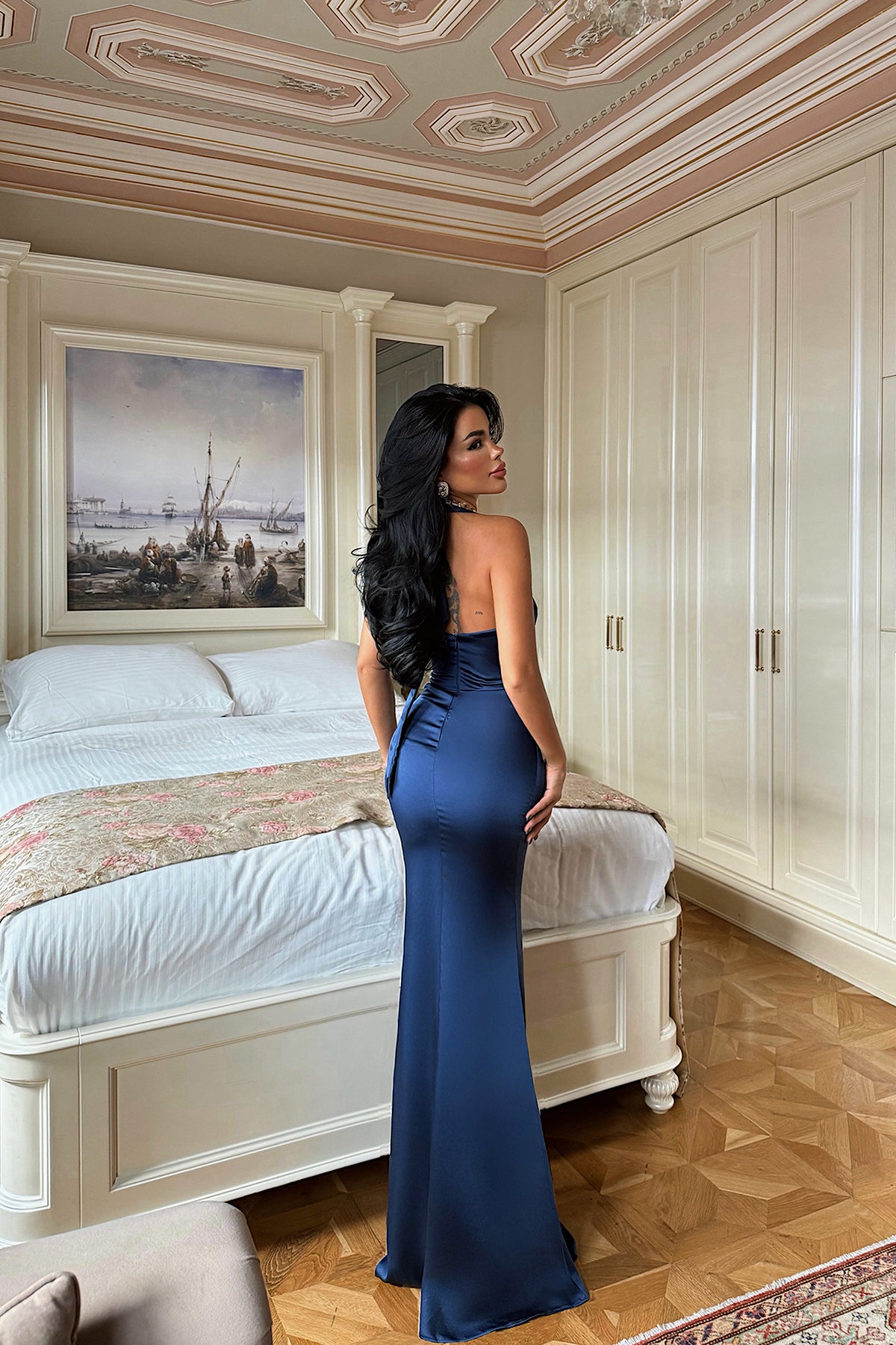 Lacivert Sartoria Uzun Elbise ATE-3455