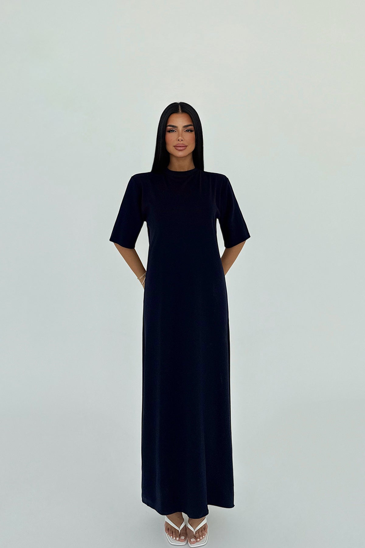 Lacivert Roland Uzun Elbise ATE-2204
