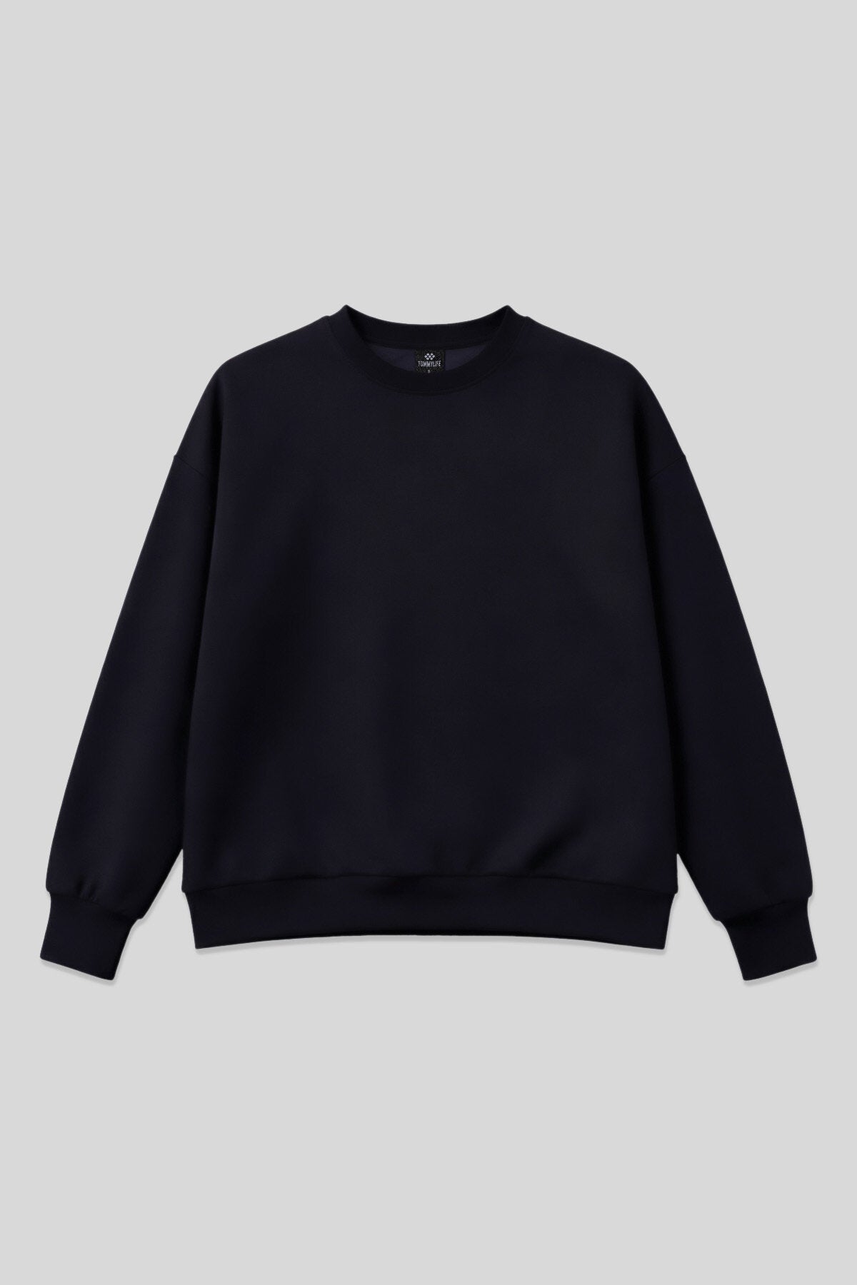 Lacivert Basic O Yaka Oversize Kadın Sweatshirt - 97053