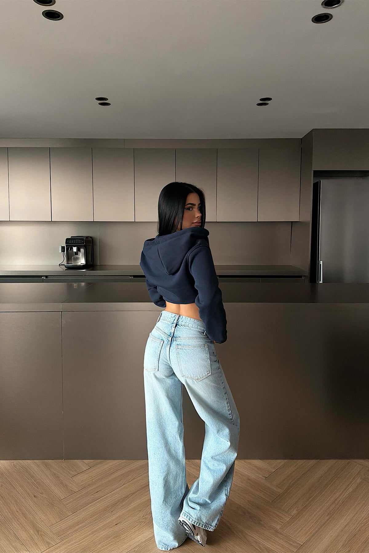 Lacivert Caiden Crop Hırka ATE-4855