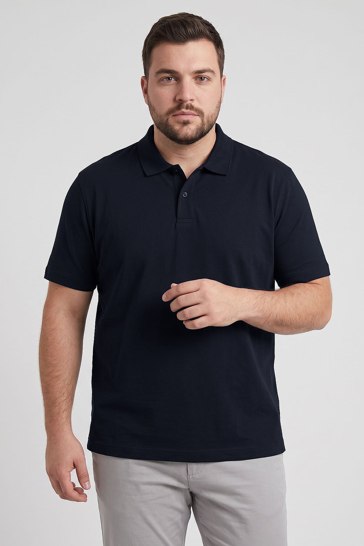 Lacivert Polo Yaka Büyük Beden Battal Erkek T-Shirt - 88511