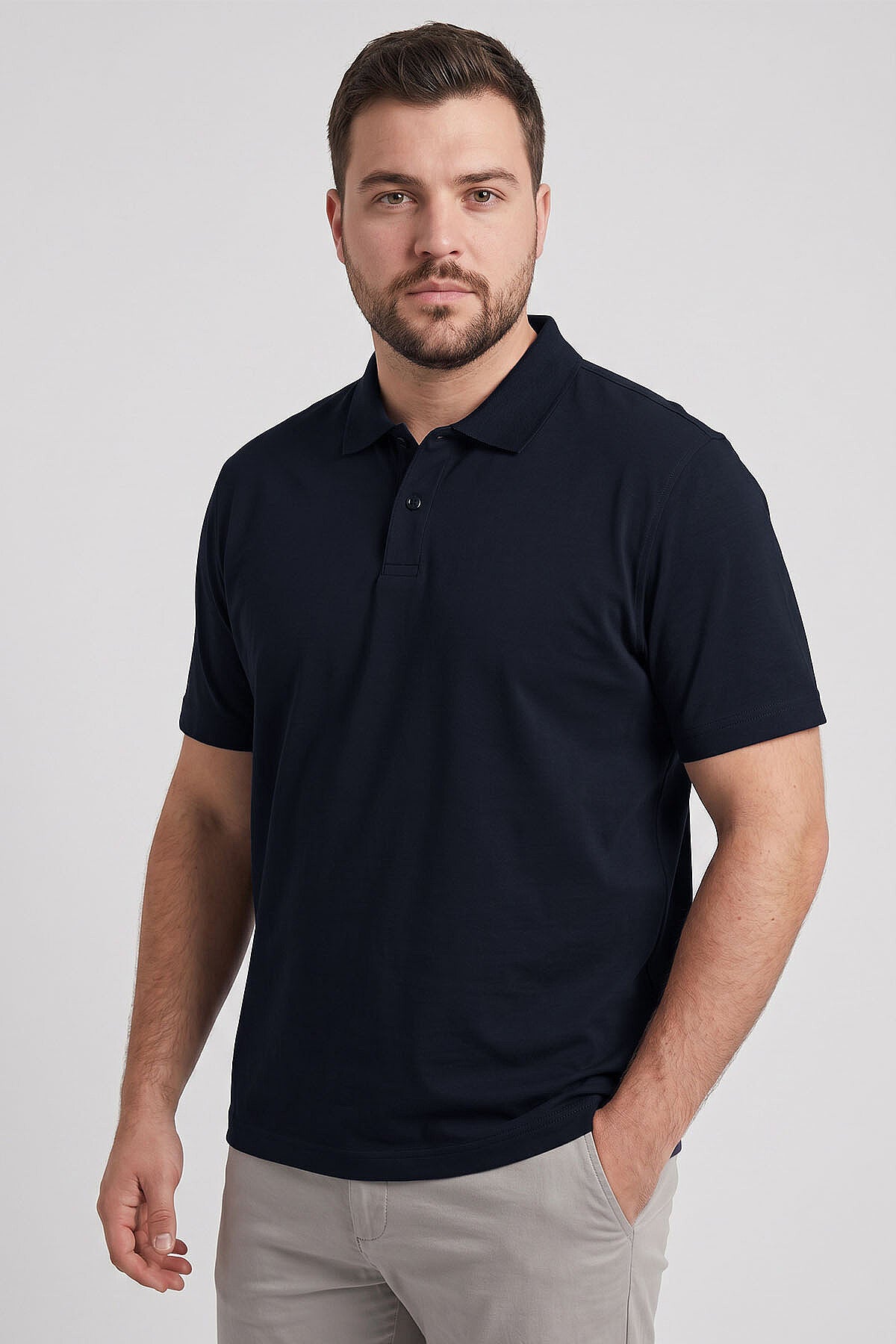 Lacivert Polo Yaka Büyük Beden Battal Erkek T-Shirt - 88511