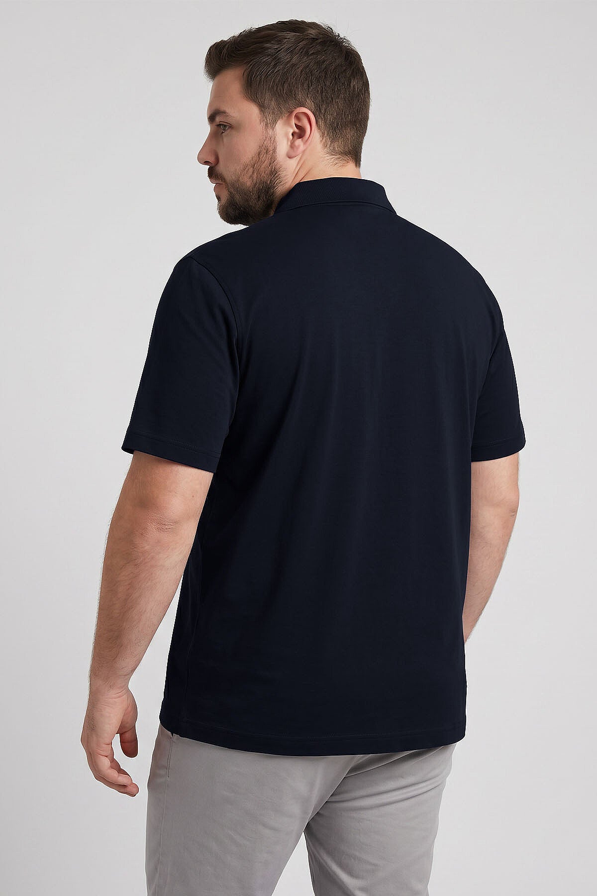 Lacivert Polo Yaka Büyük Beden Battal Erkek T-Shirt - 88511