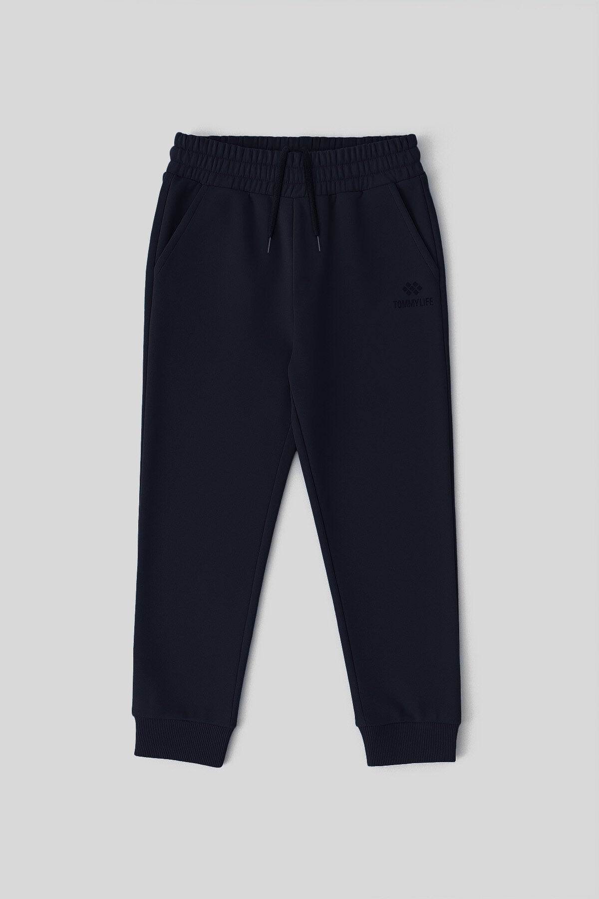 Lacivert Standart Fit Manşetli İnce Erkek Çocuk Eşofman Alt - 11062