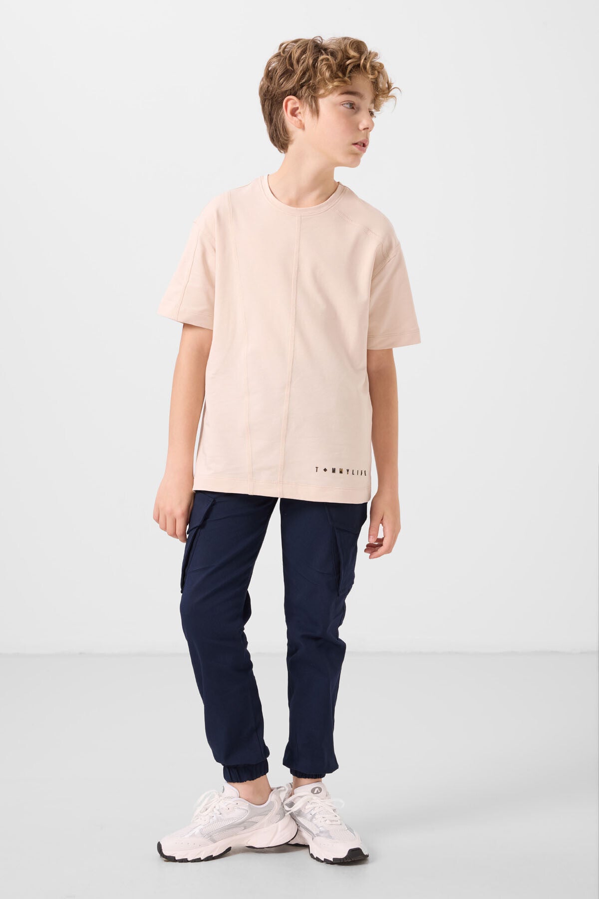 Lacivert Standart Fit Dokuma Hafif Esnek Chino Erkek Çocuk Pantolon - 11271