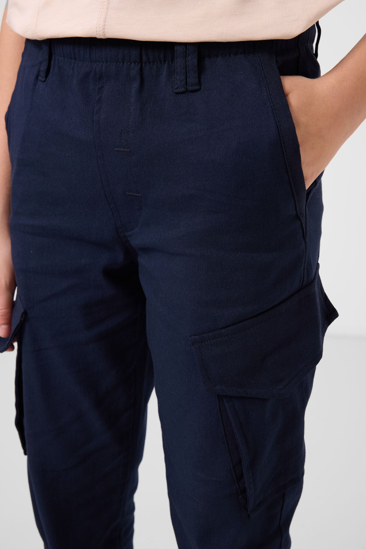 Lacivert Standart Fit Dokuma Hafif Esnek Chino Erkek Çocuk Pantolon - 11271