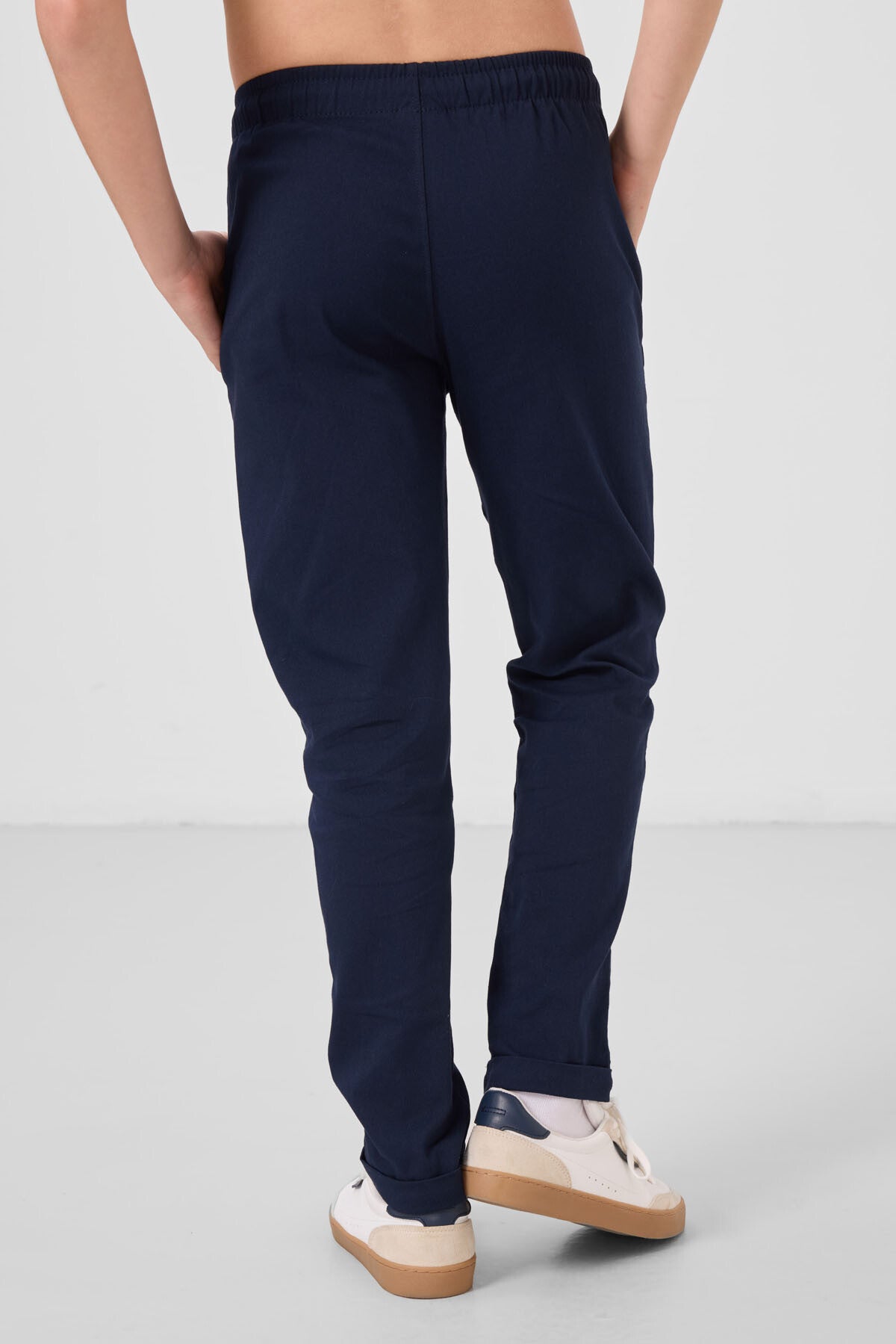 Lacivert Standart Fit Dokuma Hafif Esnek Chino Erkek Çocuk Pantolon - 11272