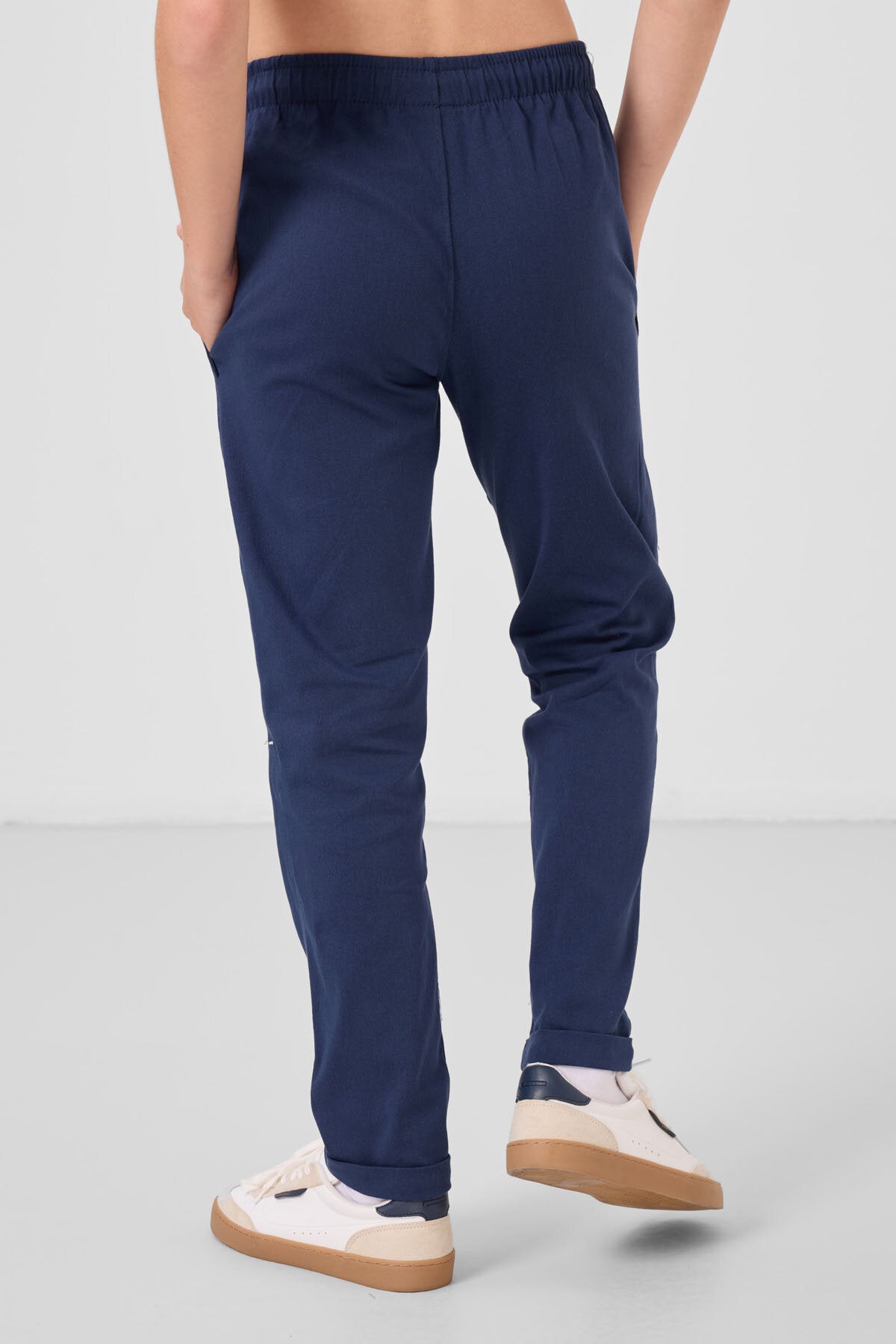 Lacivert Standart Fit Dokuma Hafif Esnek Chino Erkek Çocuk Pantolon - 11272