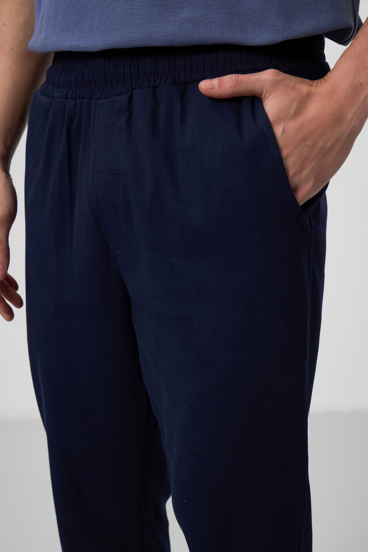 Lacivert Standart Fit Dokuma Hafif Esnek Chino Erkek Pantolon - 82175