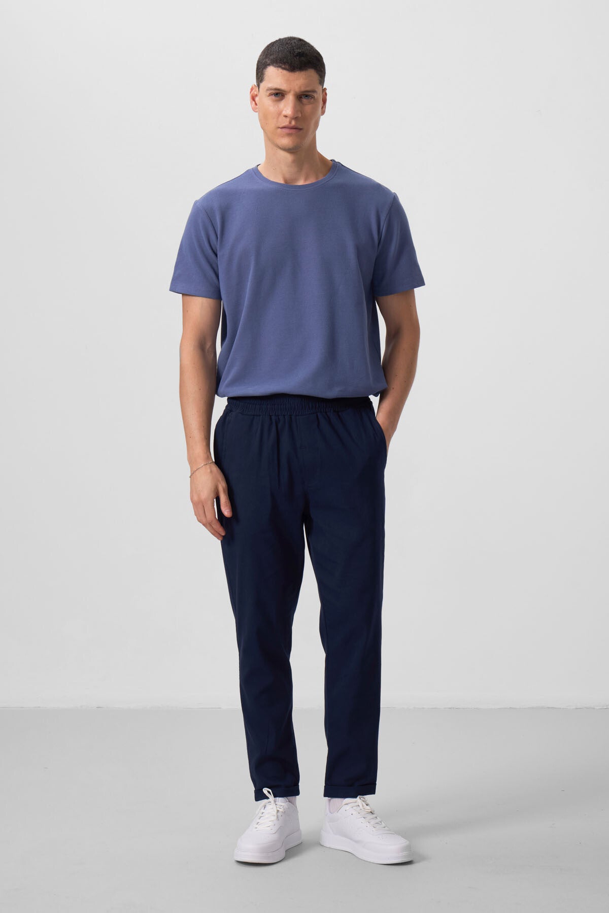 Lacivert Standart Fit Dokuma Hafif Esnek Chino Erkek Pantolon - 82175