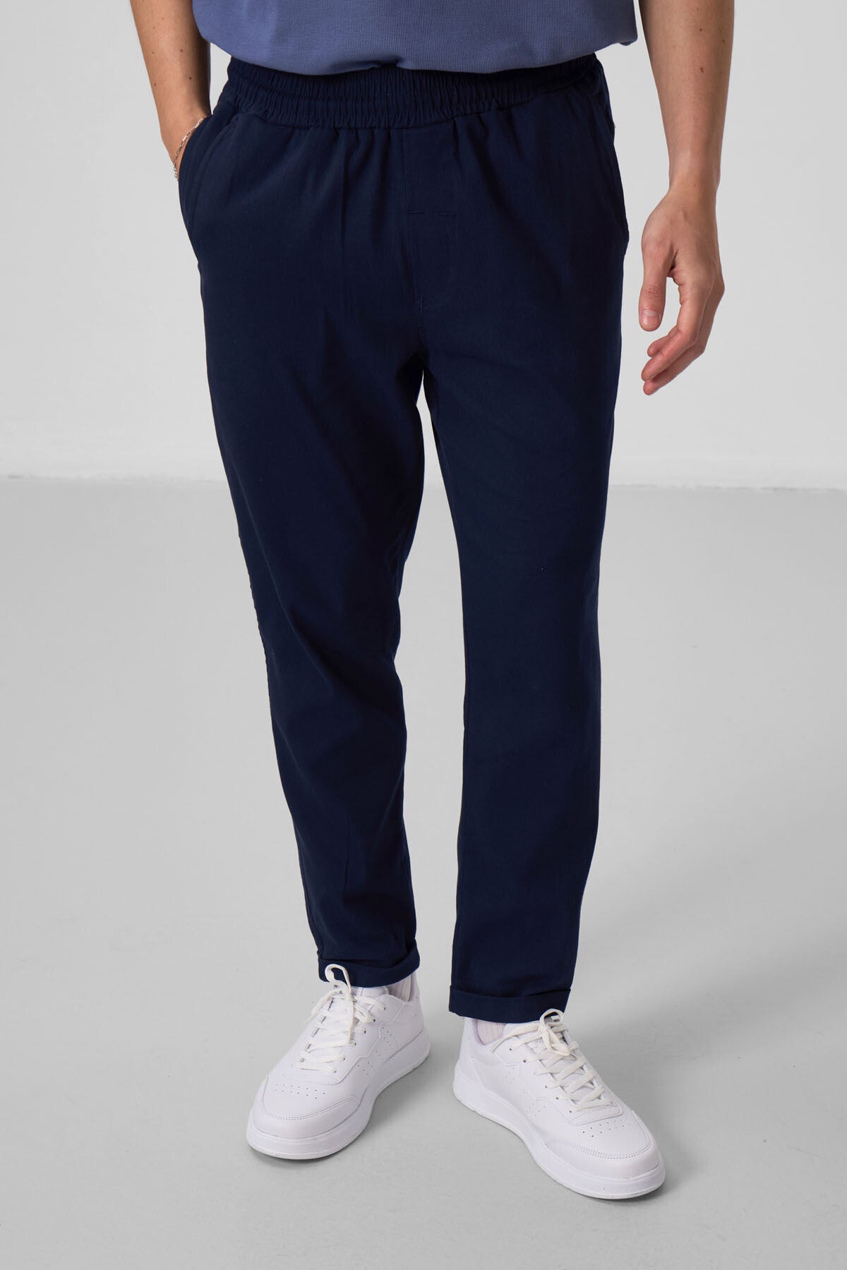 Lacivert Standart Fit Dokuma Hafif Esnek Chino Erkek Pantolon - 82175