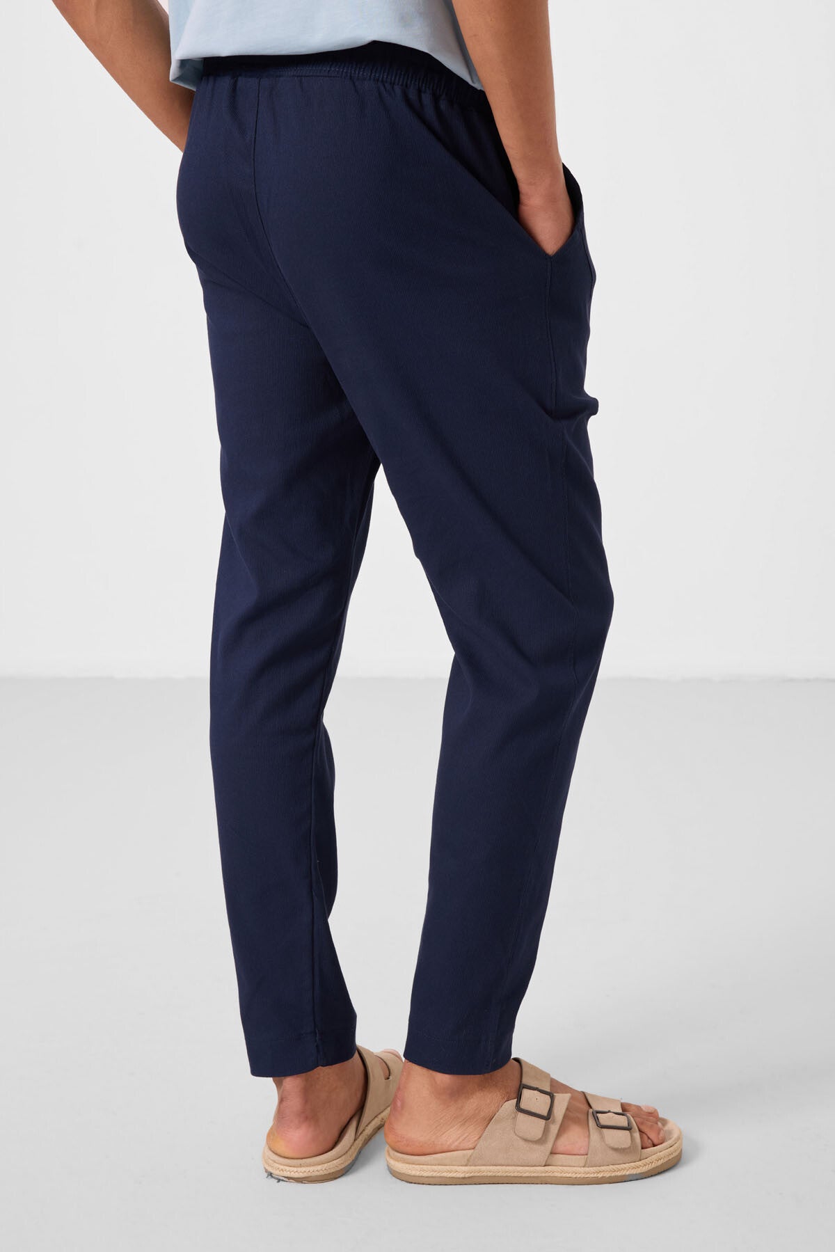 Lacivert Standart Fit Dokuma Hafif Esnek Chino Erkek Pantolon - 82177