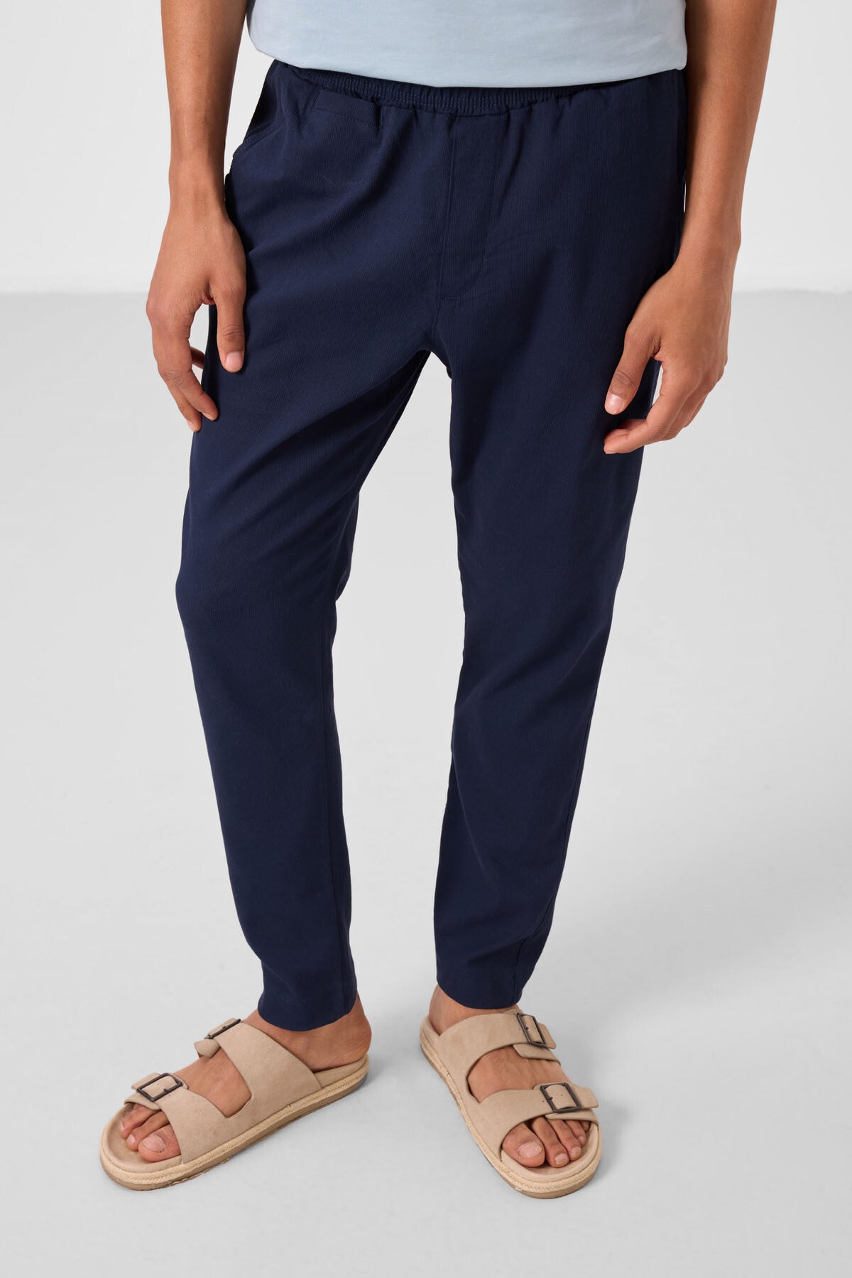 Lacivert Standart Fit Dokuma Hafif Esnek Chino Erkek Pantolon - 82177
