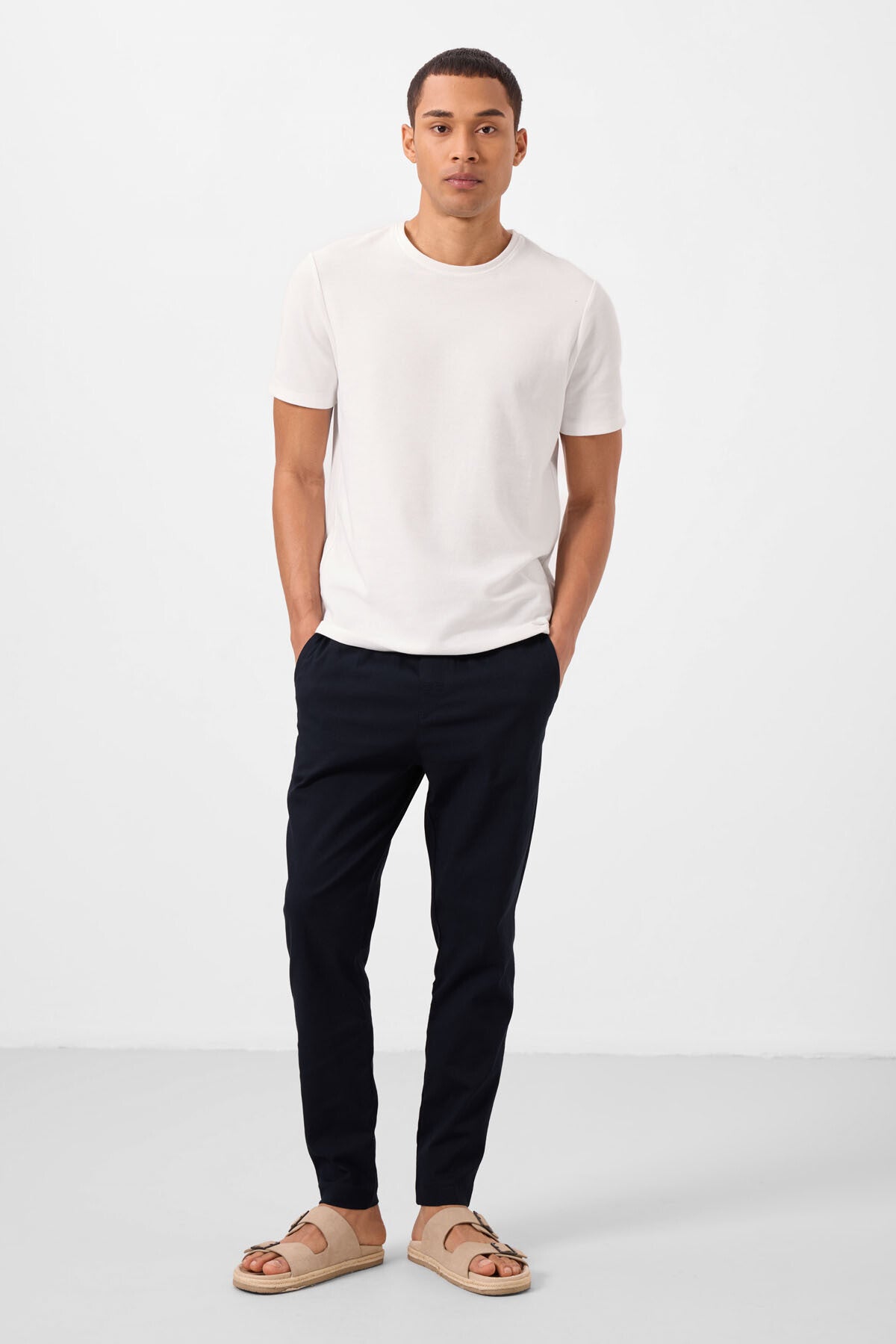Lacivert Standart Fit Dokuma Hafif Esnek Chino Erkek Pantolon - 82180