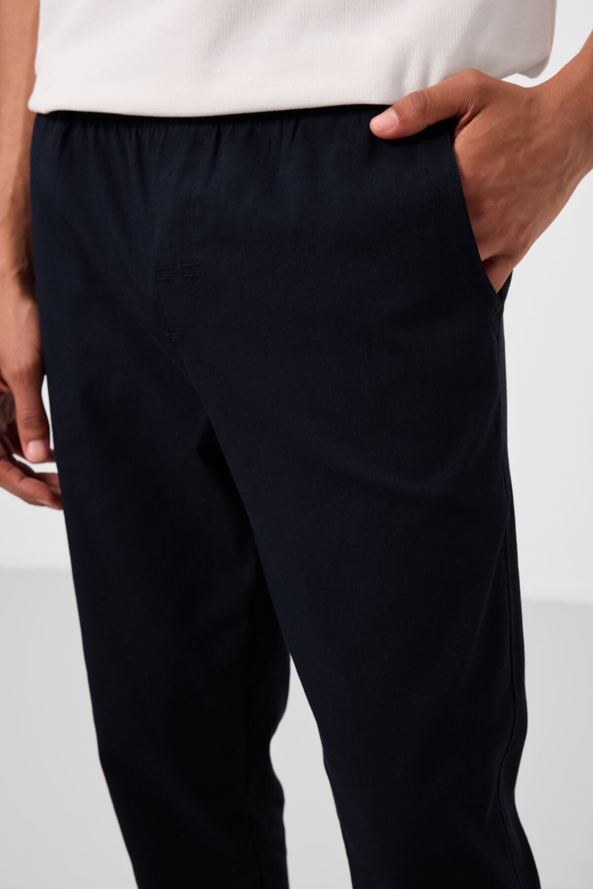 Lacivert Standart Fit Dokuma Hafif Esnek Chino Erkek Pantolon - 82180