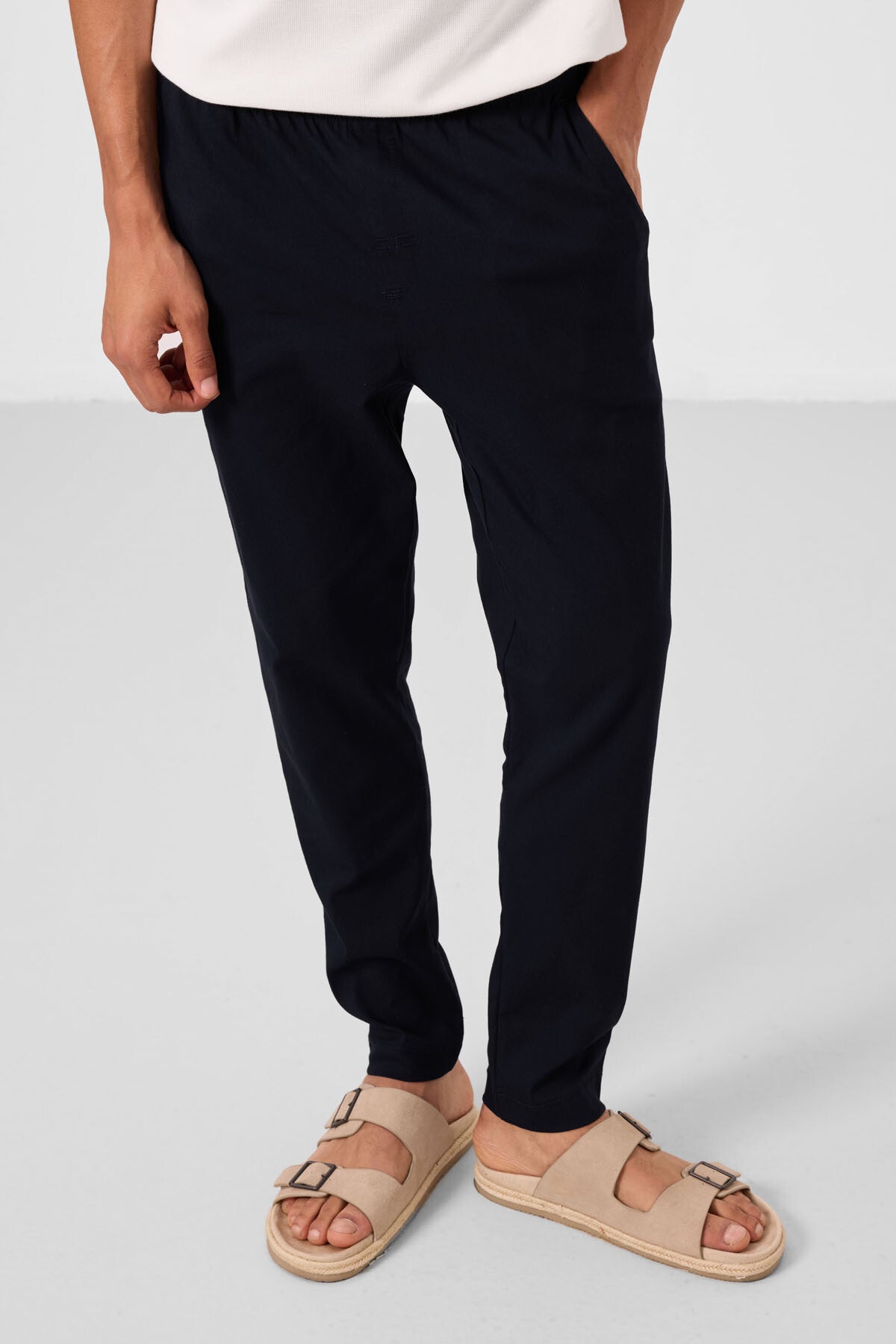 Lacivert Standart Fit Dokuma Hafif Esnek Chino Erkek Pantolon - 82180