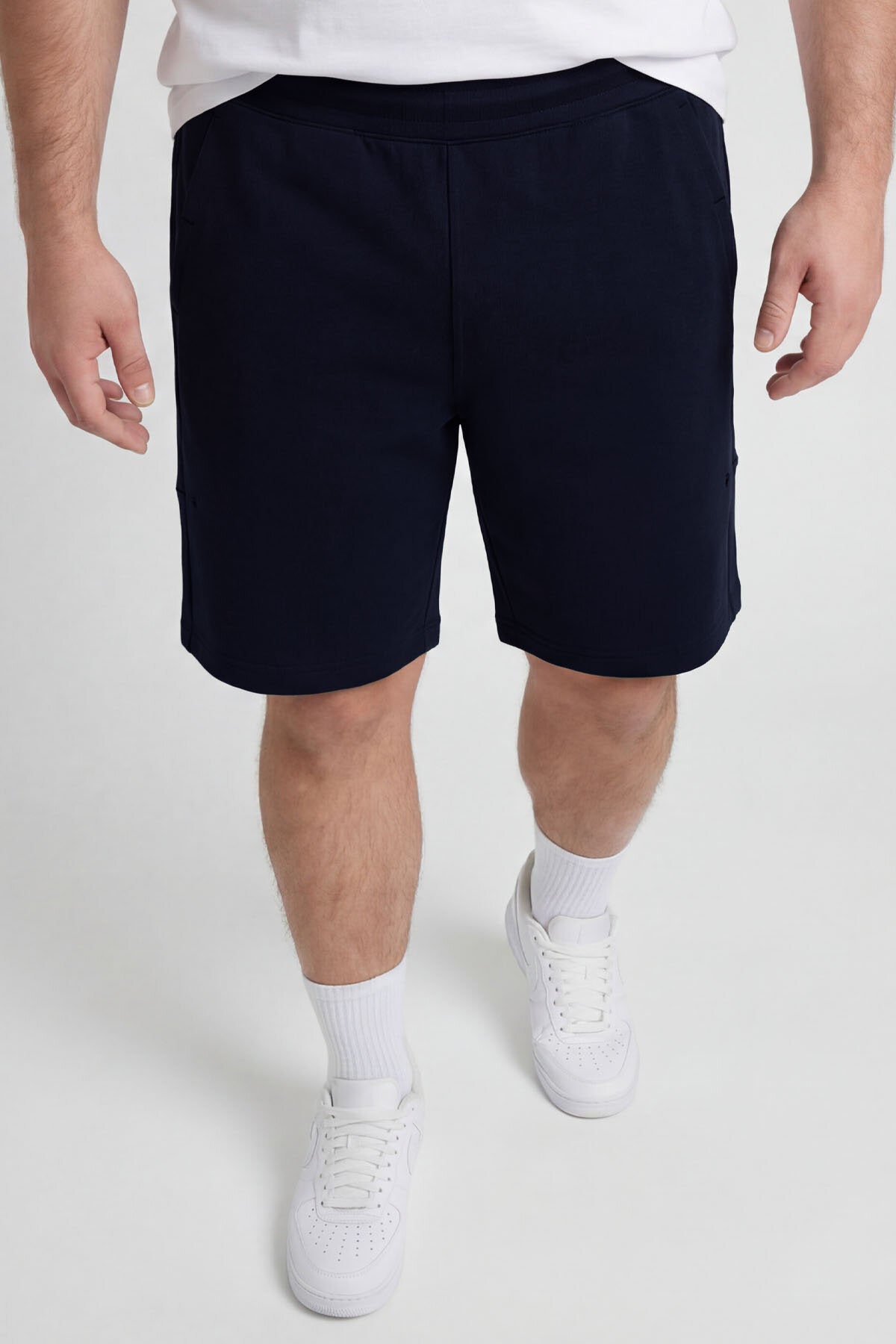 Lacivert Rahat Form Bağcıklı Cep Detaylı Battal Büyük Beden Erkek Şort - 81297