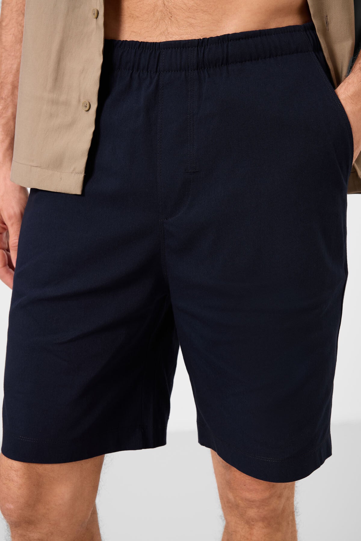 Lacivert Standart Fit Dokuma Hafif Esnek Chino Erkek Şort - 81291