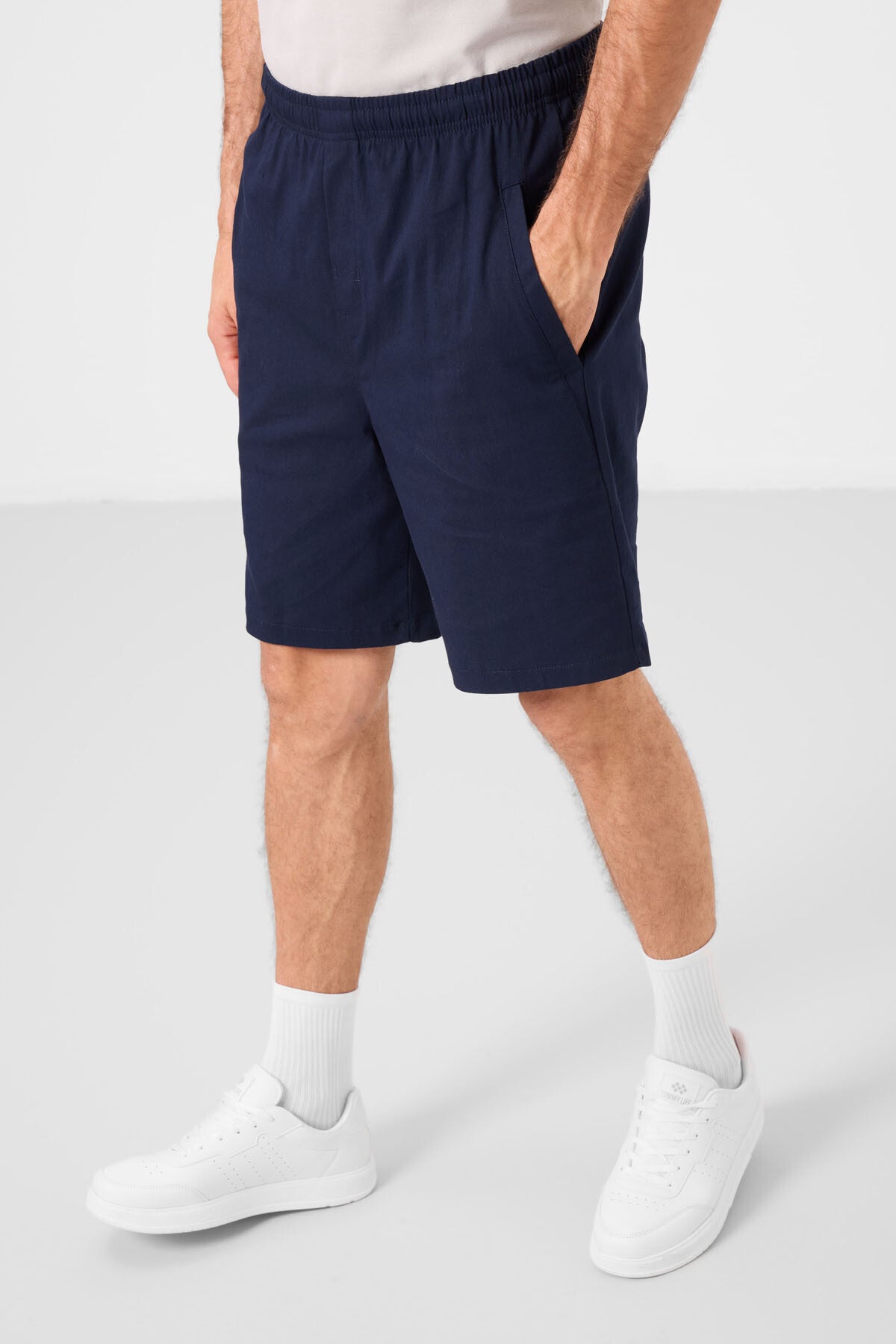 Lacivert Standart Fit Dokuma Hafif Esnek Chino Erkek Şort - 81292
