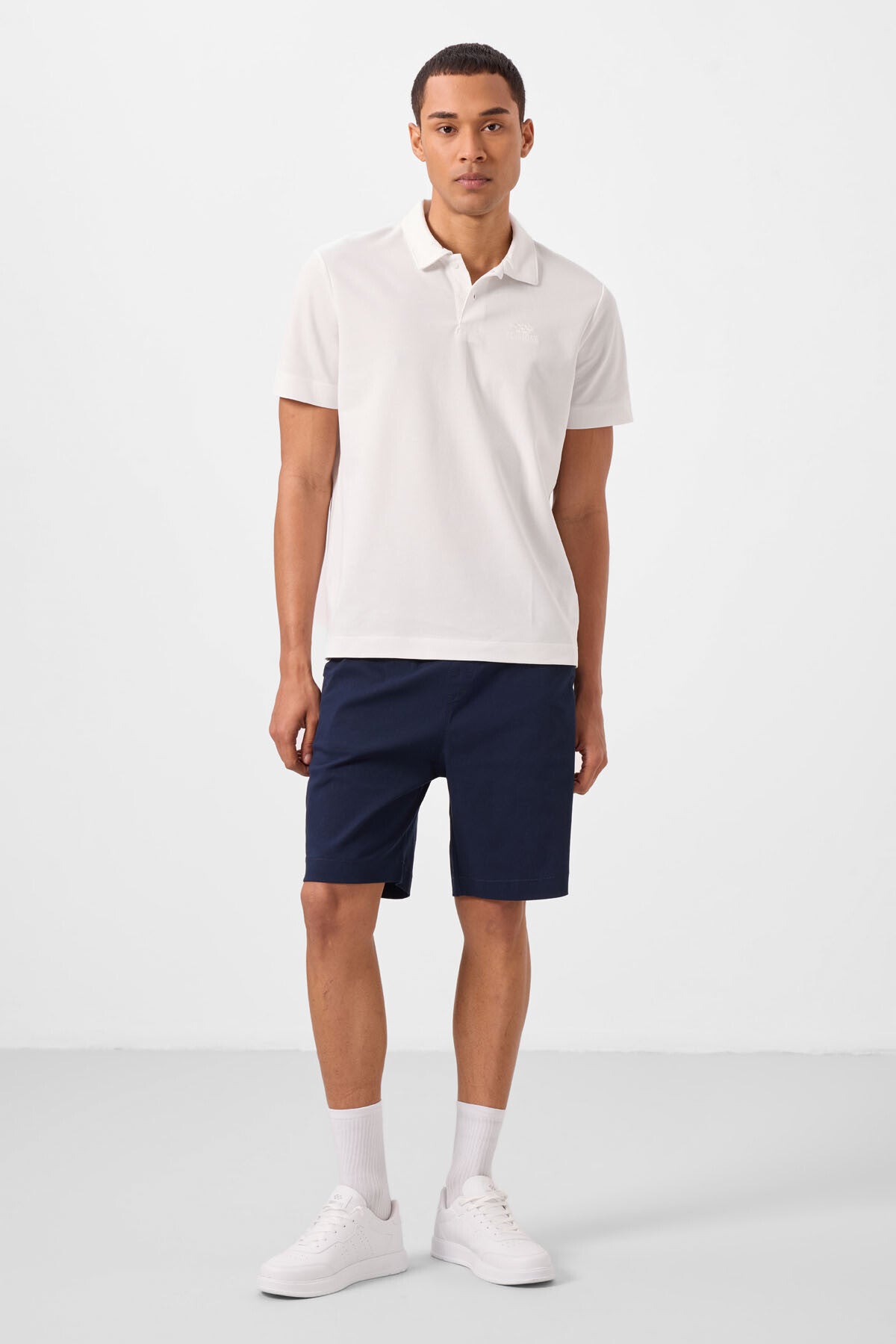 Lacivert Standart Fit Dokuma Hafif Esnek Chino Erkek Şort - 81293