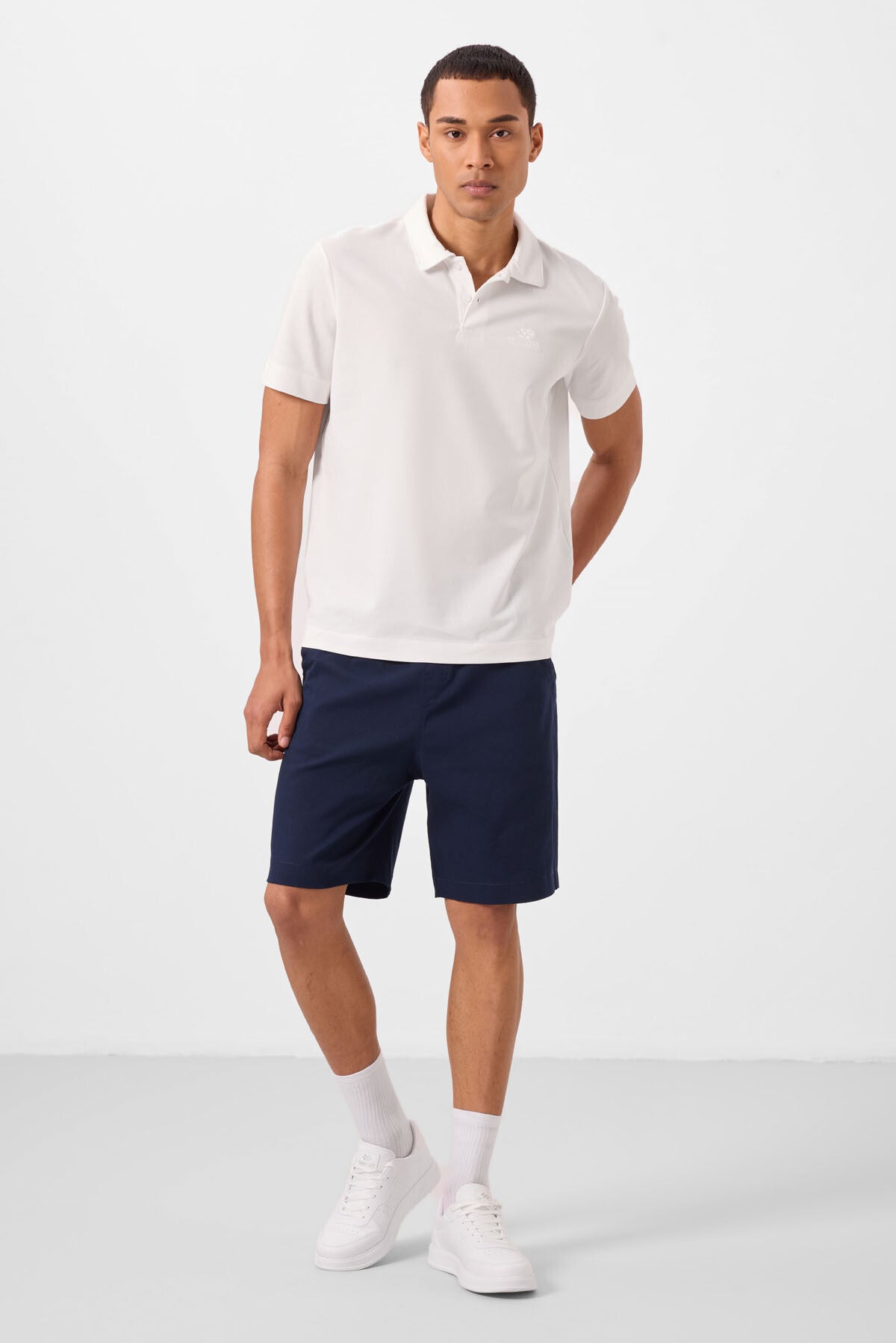 Lacivert Standart Fit Dokuma Hafif Esnek Chino Erkek Şort - 81293