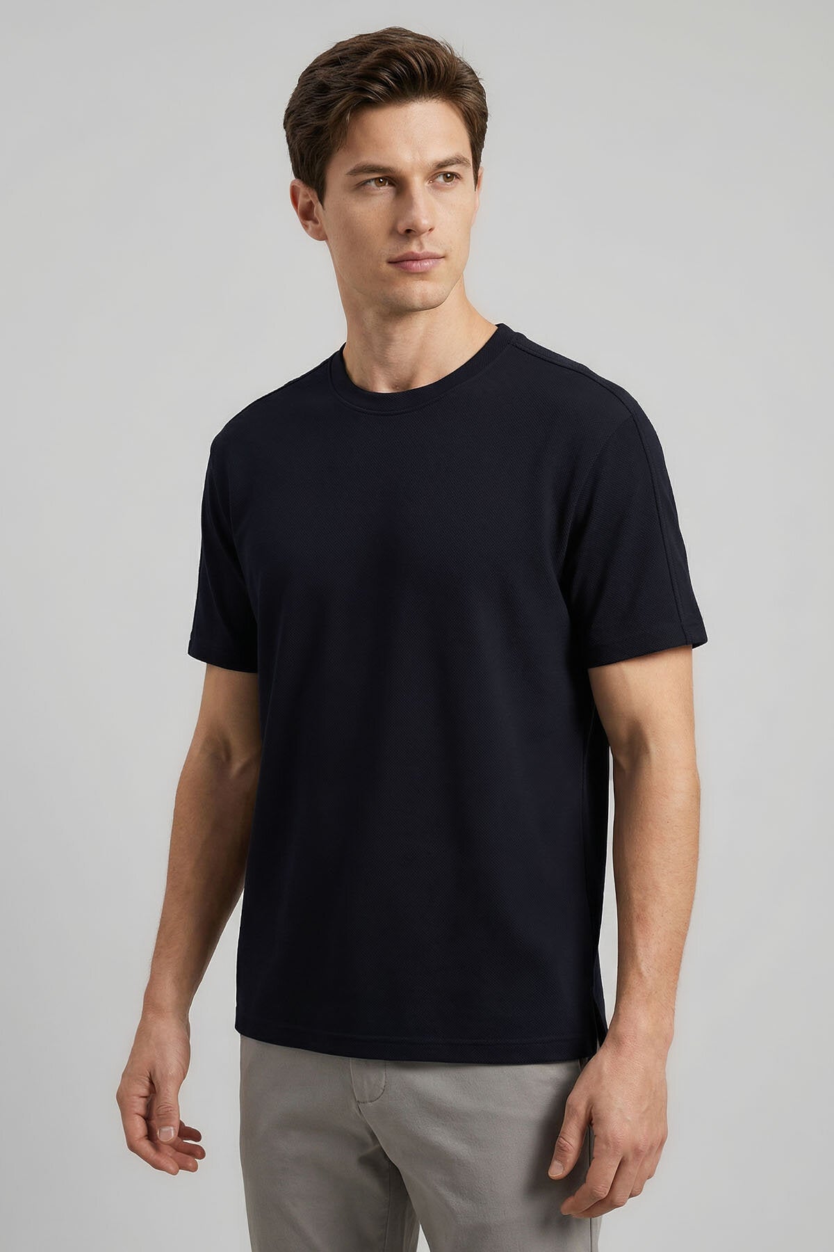 Lacivert Rahat Form Esnek Nefes Alabilir Erkek T-Shirt - 88495