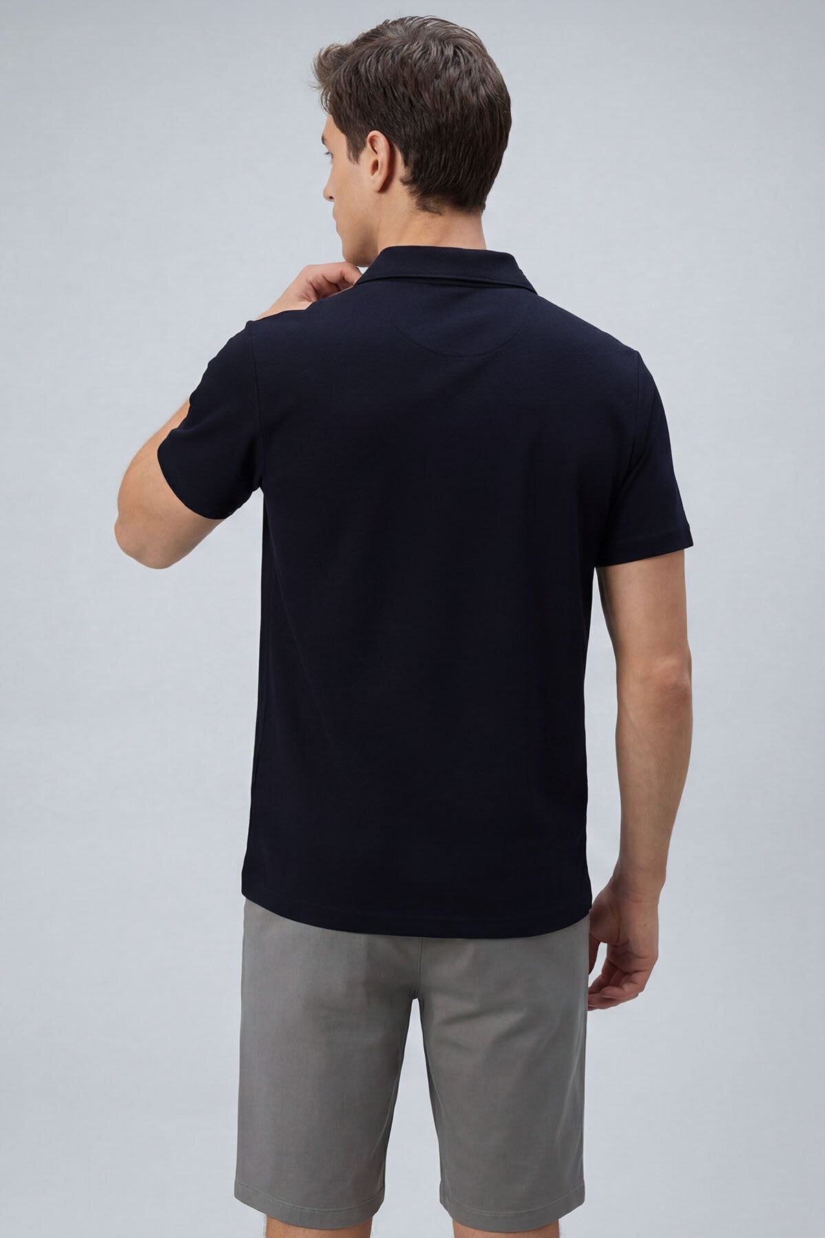 Lacivert Rahat Form Yumuşak Dokulu Polo Yaka Erkek T-Shirt - 88496