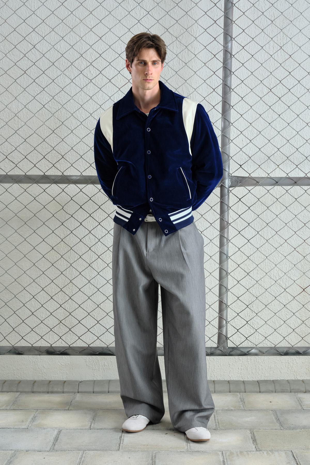 LACİVERT KADİFE KOLEJ CEKET