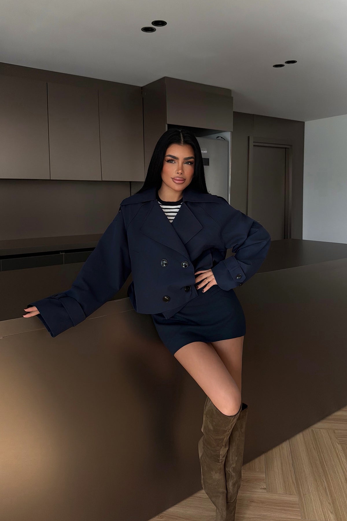 Lacivert Klarris Trençkot ATE-4202