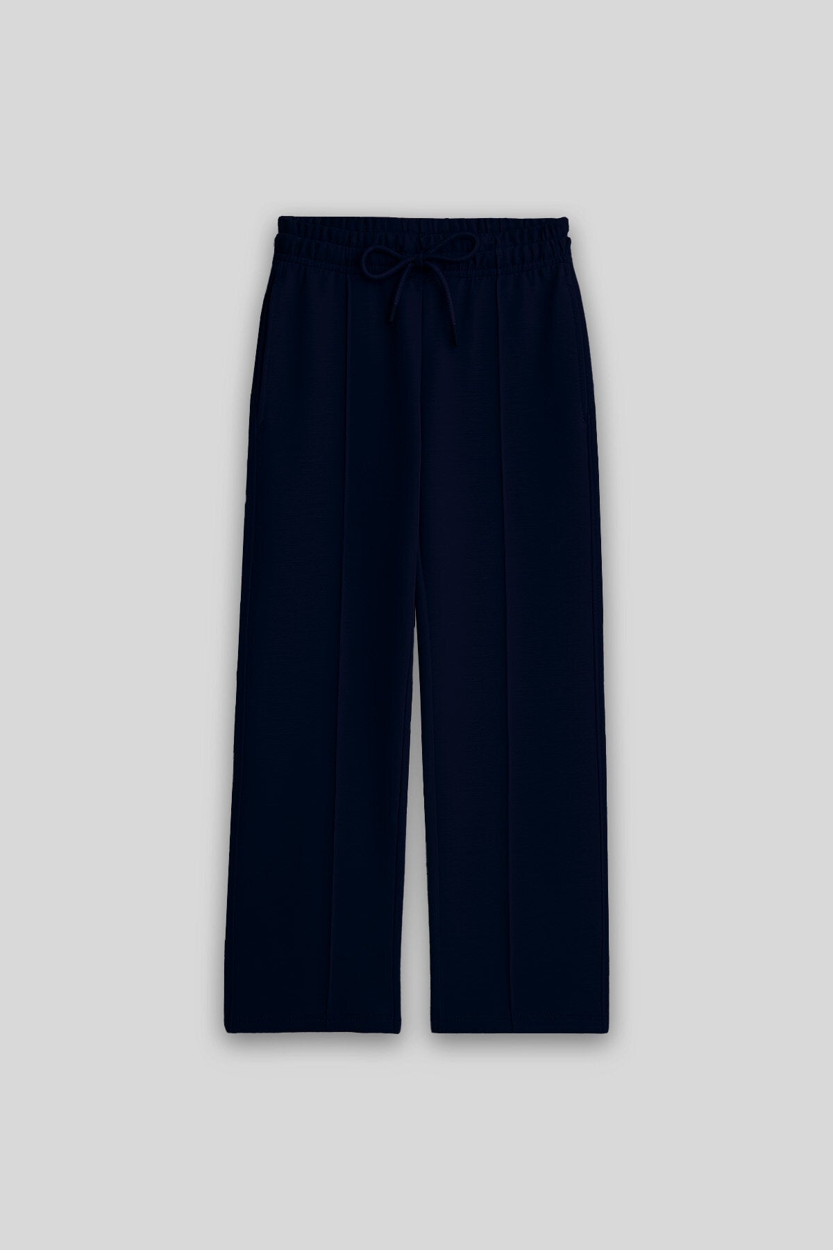 Lacivert Cepli Ön Dikiş Detaylı Geniş Paça Kız Çocuk Eşofman Altı -75144