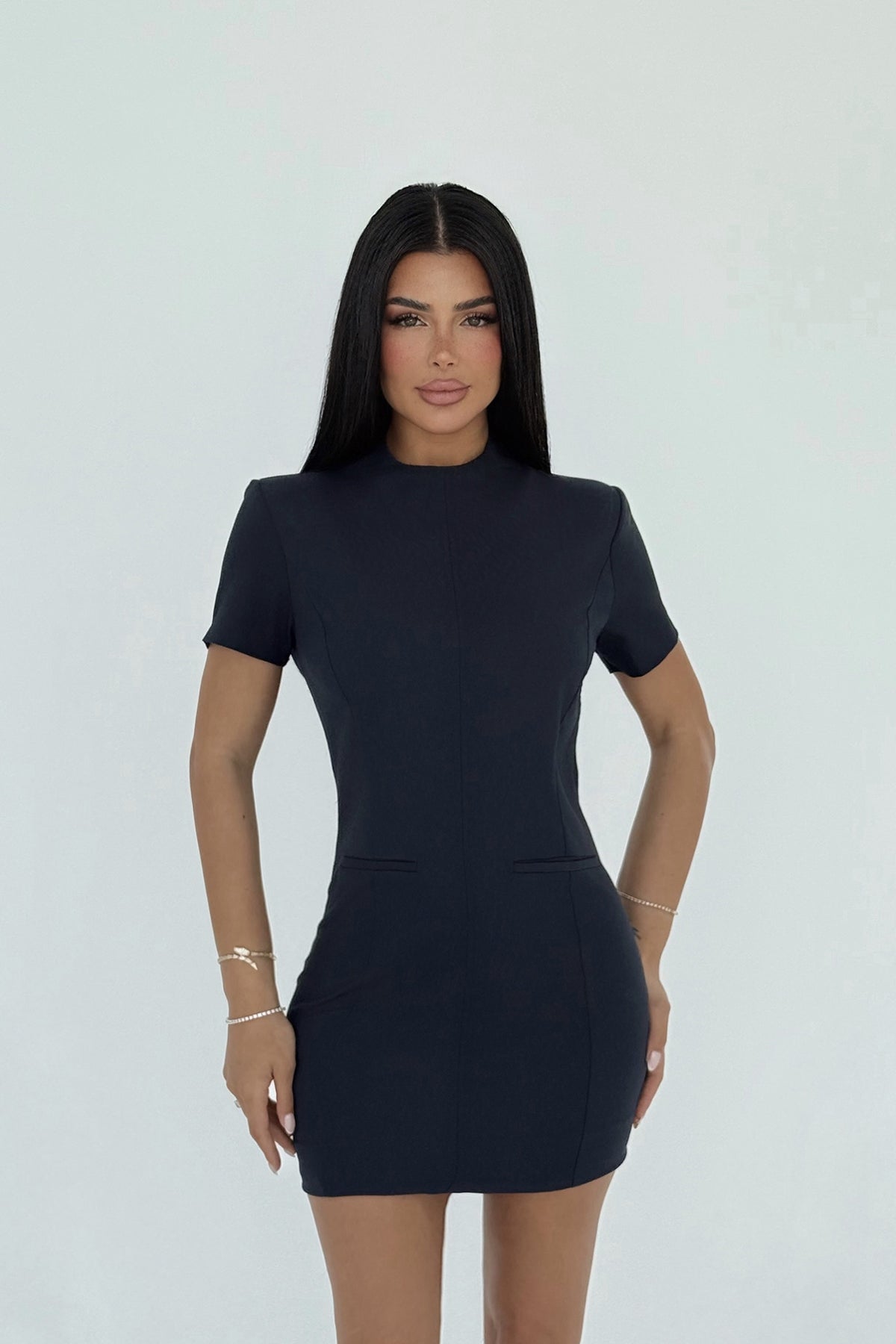 Lacivert Tiya Mini Elbise ATE-2099