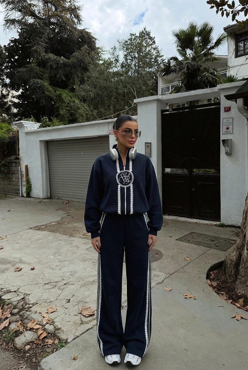 Lacivert Margo Dantel Detaylı Eşofman Takım ATE-3731