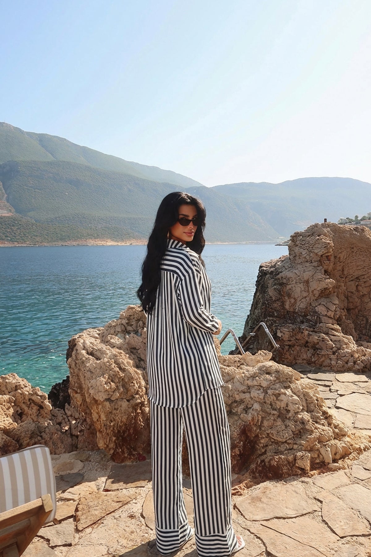 Lacivert Aleida Çizgili Takım ATE-2757