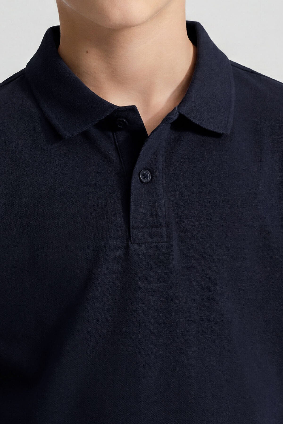 Lacivert Polo Yaka Standart Fit Basic Unisex Çocuk T-Shirt - 11330