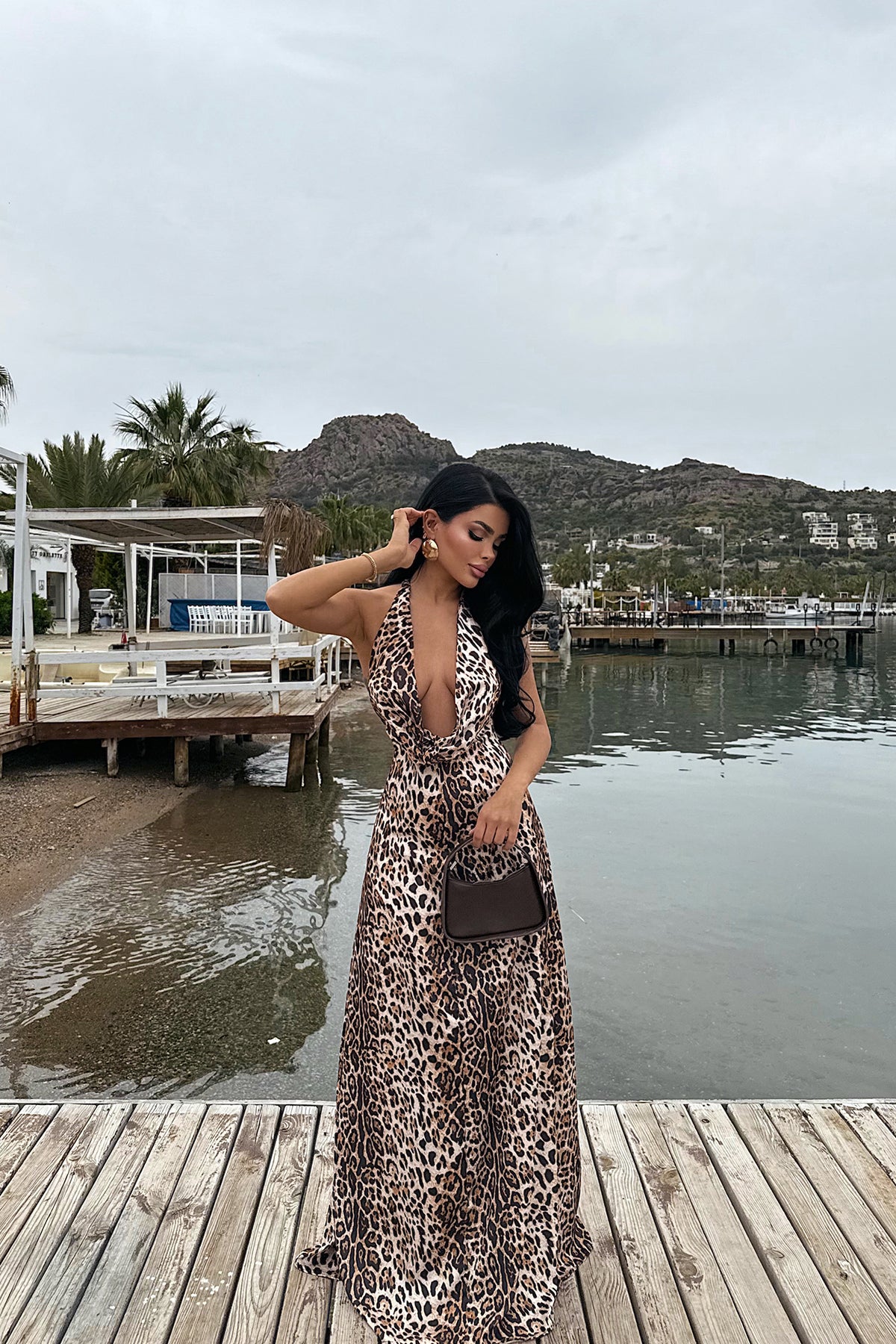 Dulcie Uzun Leoparlı Elbise ATE-2520