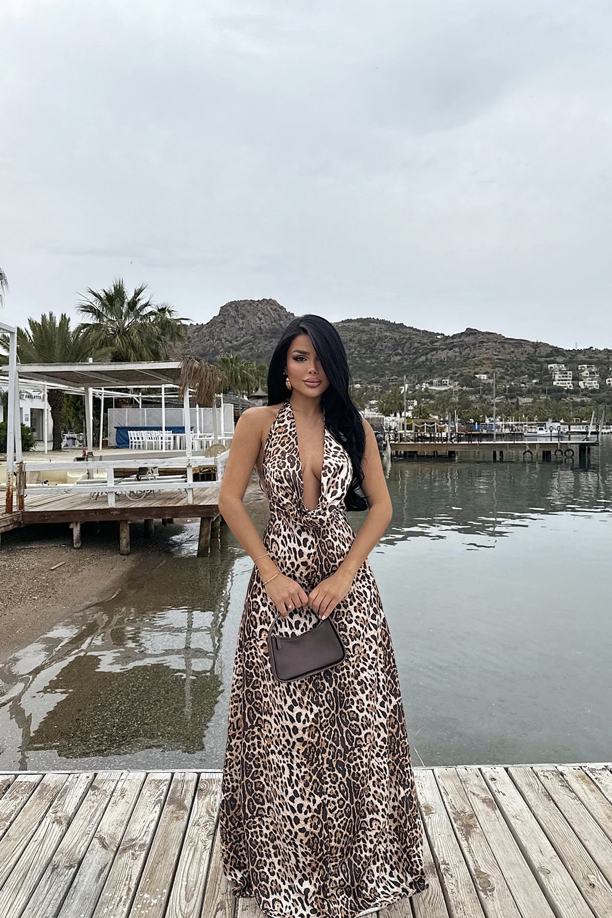 Dulcie Uzun Leoparlı Elbise ATE-2520