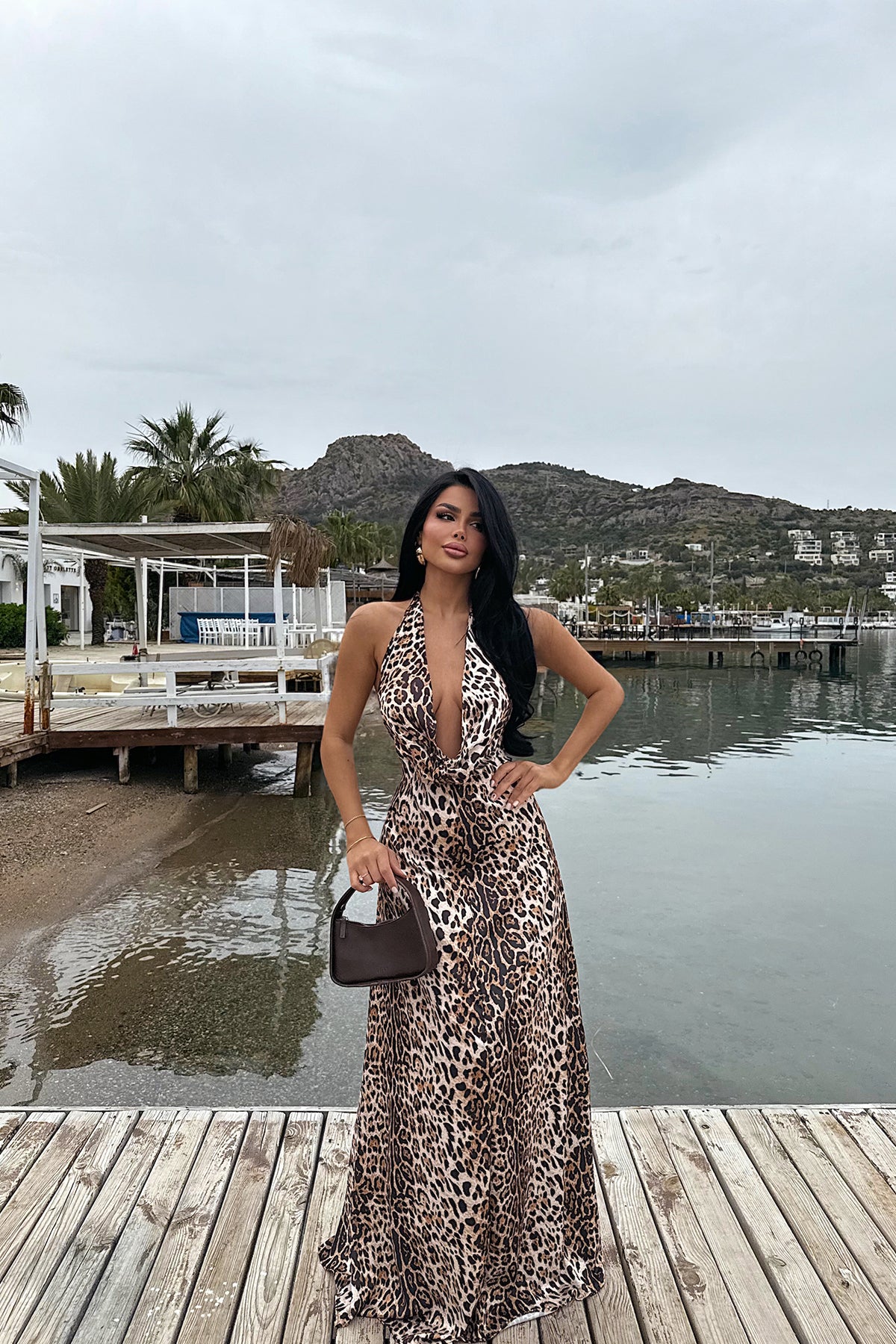 Dulcie Uzun Leoparlı Elbise ATE-2520