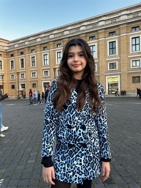 Leopar Desenli Blazer Ceket MAVİ 8 Yaş