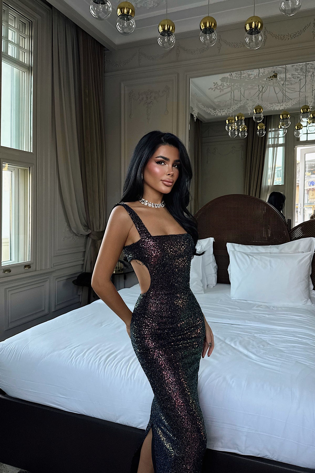 Lila Bera Payetli Elbise ATE-3633