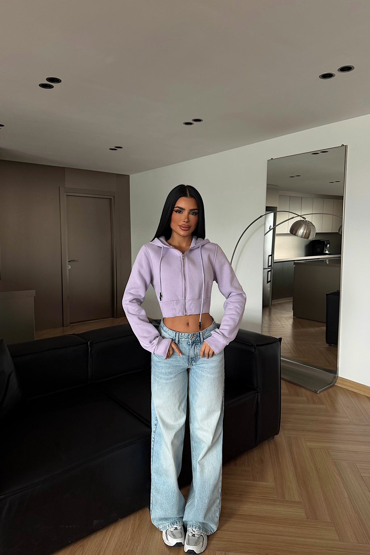 Lila Caiden Crop Hırka ATE-4861