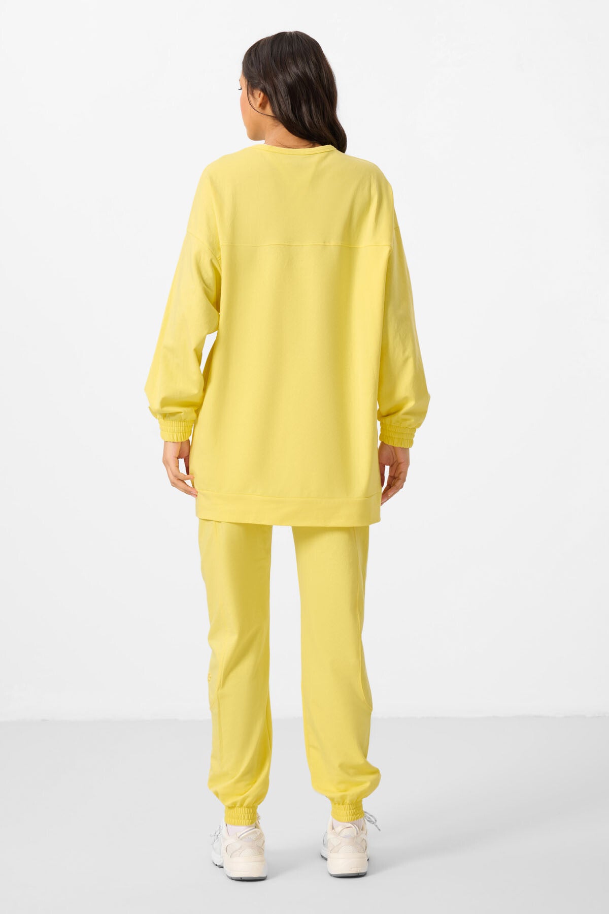 Limon O Yaka Basic Oversize Kadın Eşofman Tunik Takım - 95347