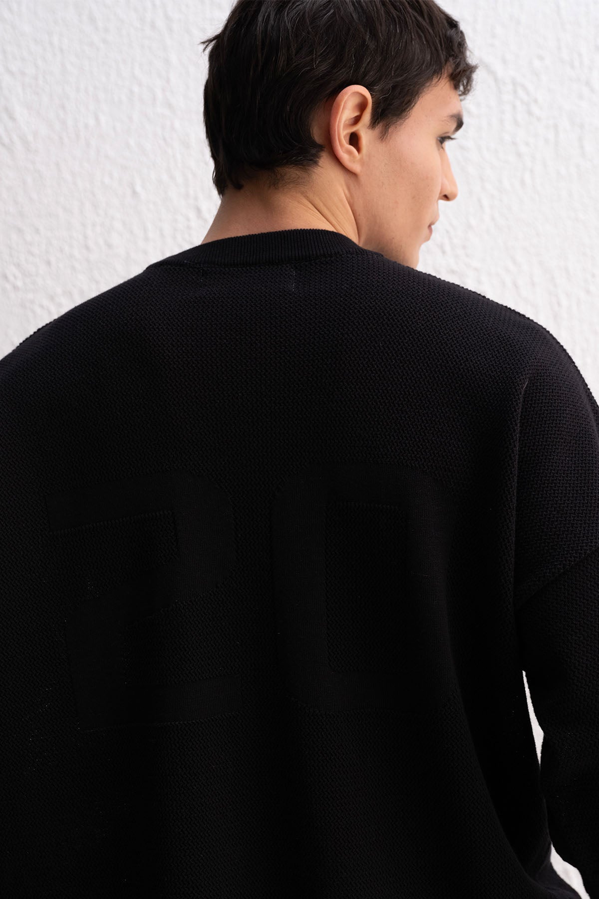 LOGO DETAYLI TRİKO SİYAH T-SHIRT - SİYAH L